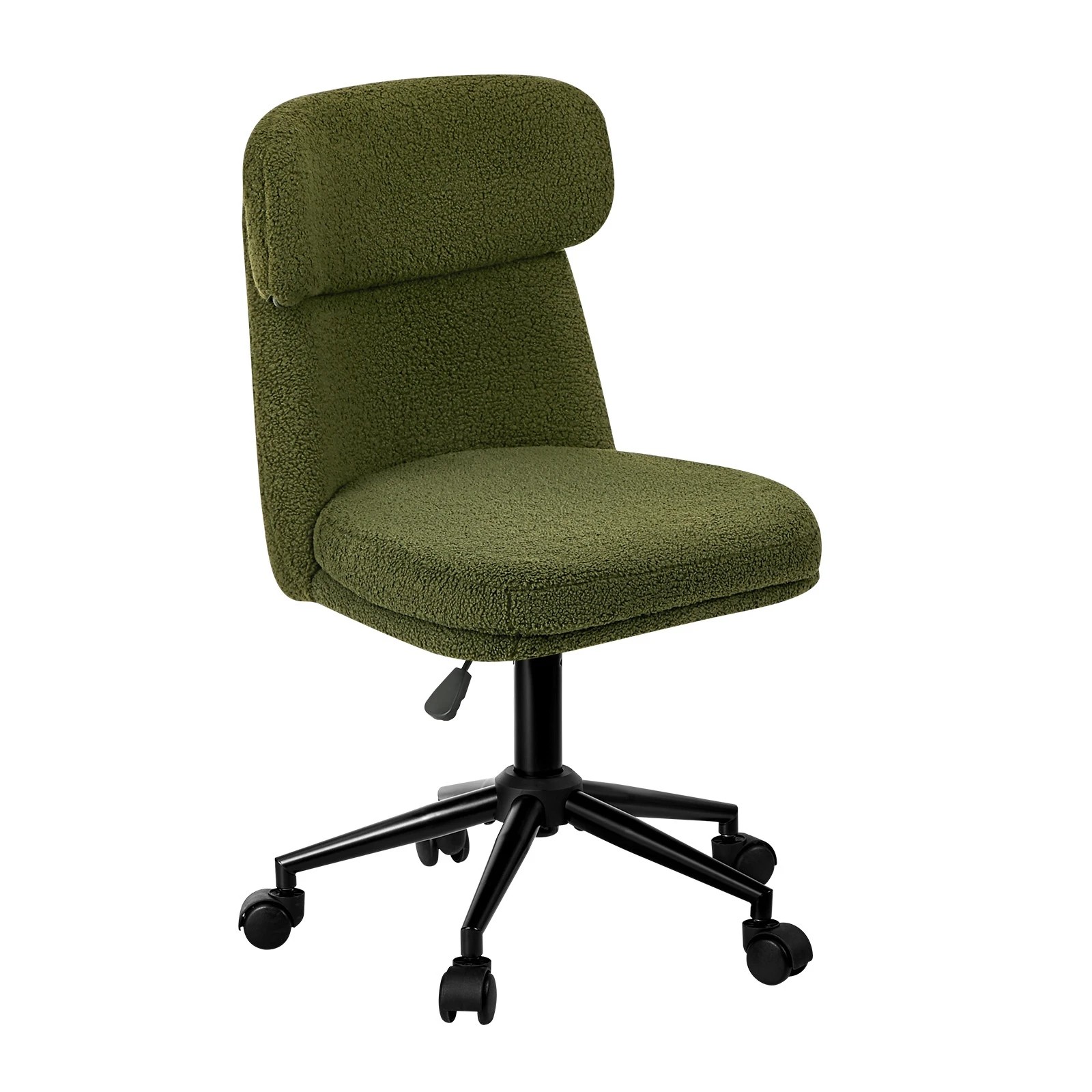 1 Oikiture Armless Office Chair Mid Back Computer Desk Chair Wheels Fabric - Green, 1 of 7