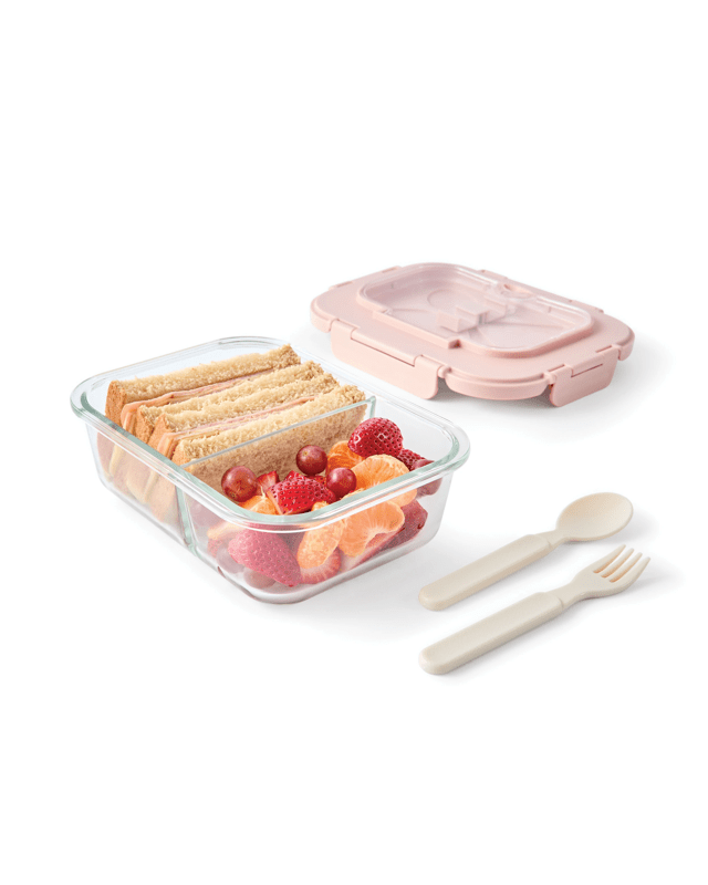 Mocha Glass Bento Lunch Box with Cut