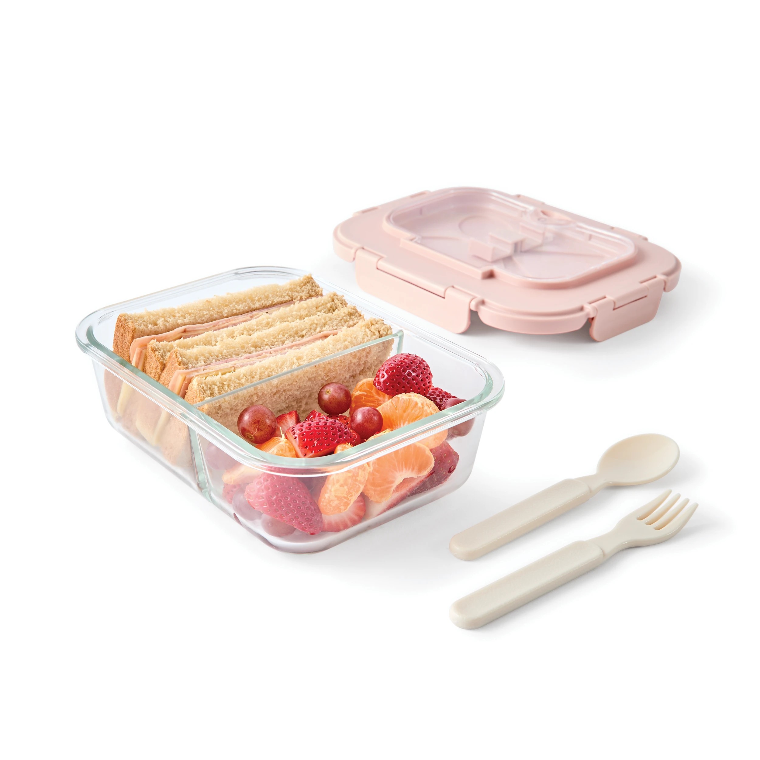 1 Mocha Glass Bento Lunch Box with Cutlery, 1 of 10