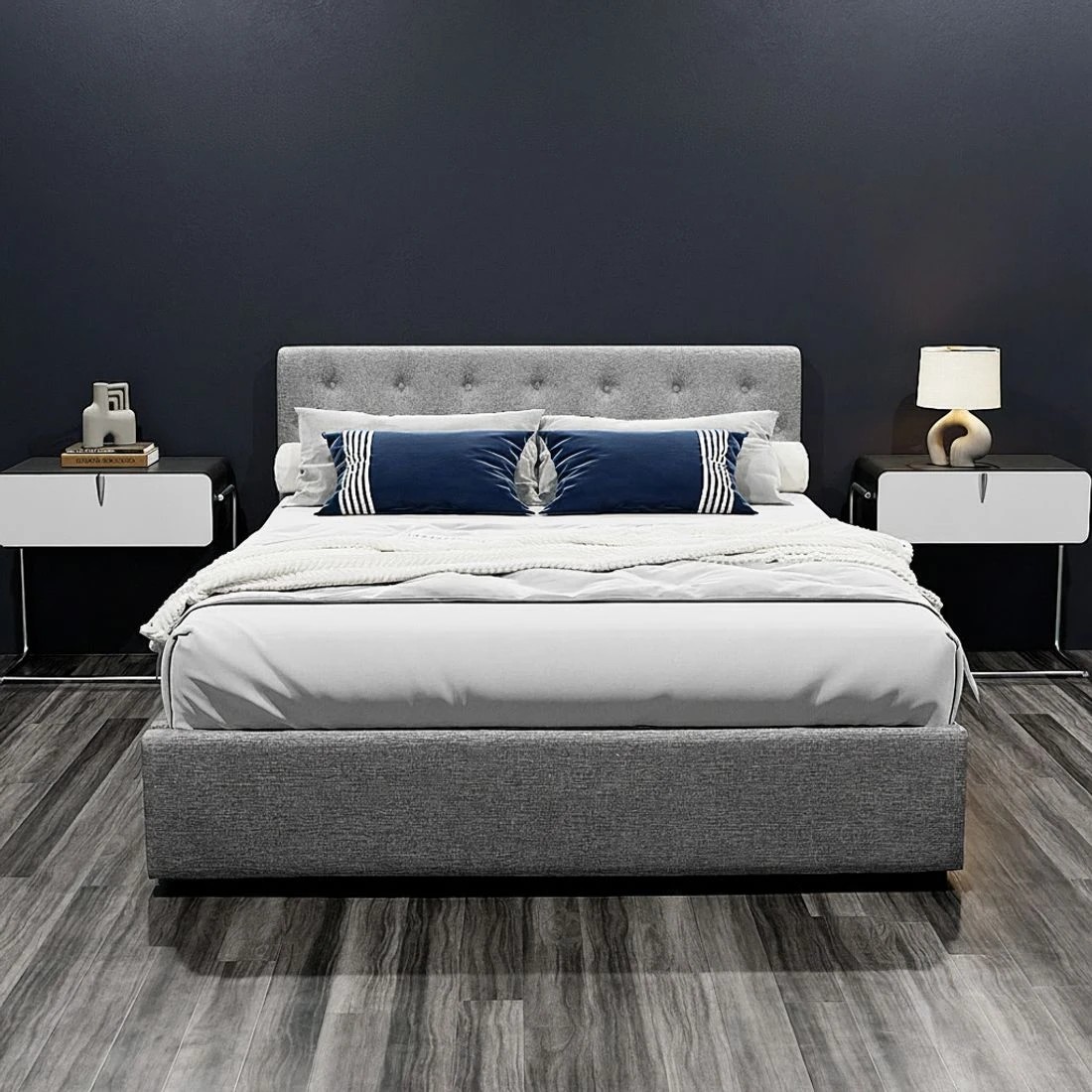 5 Artiss Bed Frame Queen Size Gas Lift  VILA - Grey, 5 of 10