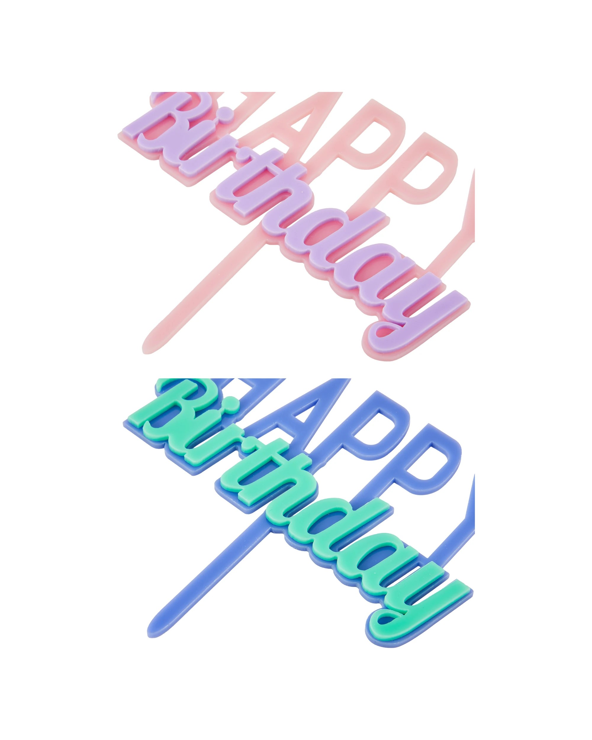3 Two-Toned Happy Birthday Cake Topper - Assorted, 3 of 4