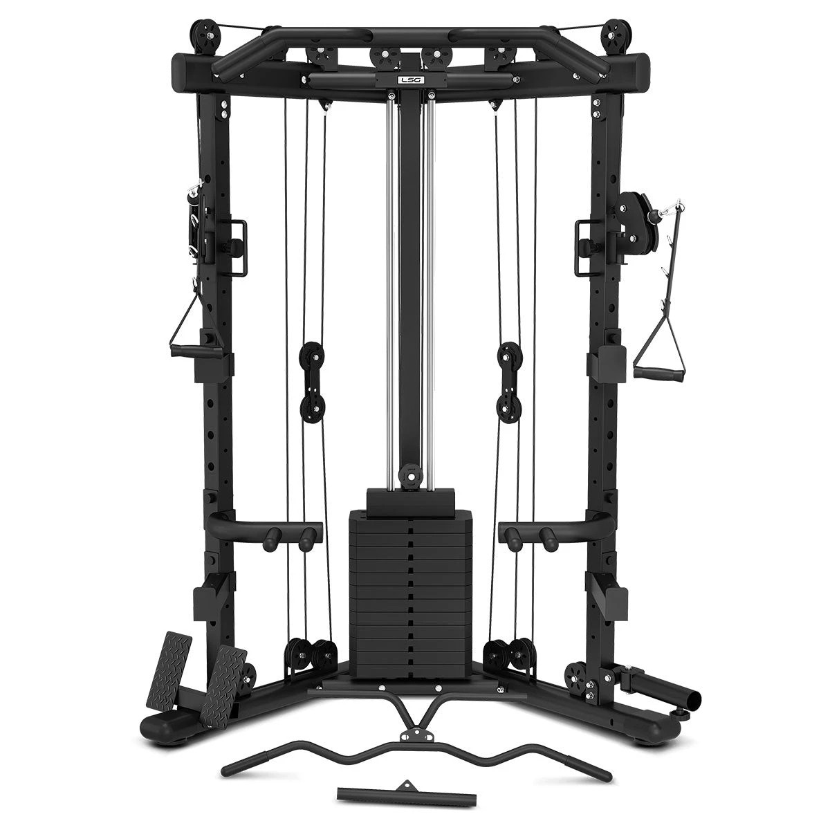 1 LSG GRK-110 Space Saving Multi Function Rack with 73kg Cable Crossover - Black, 1 of 8