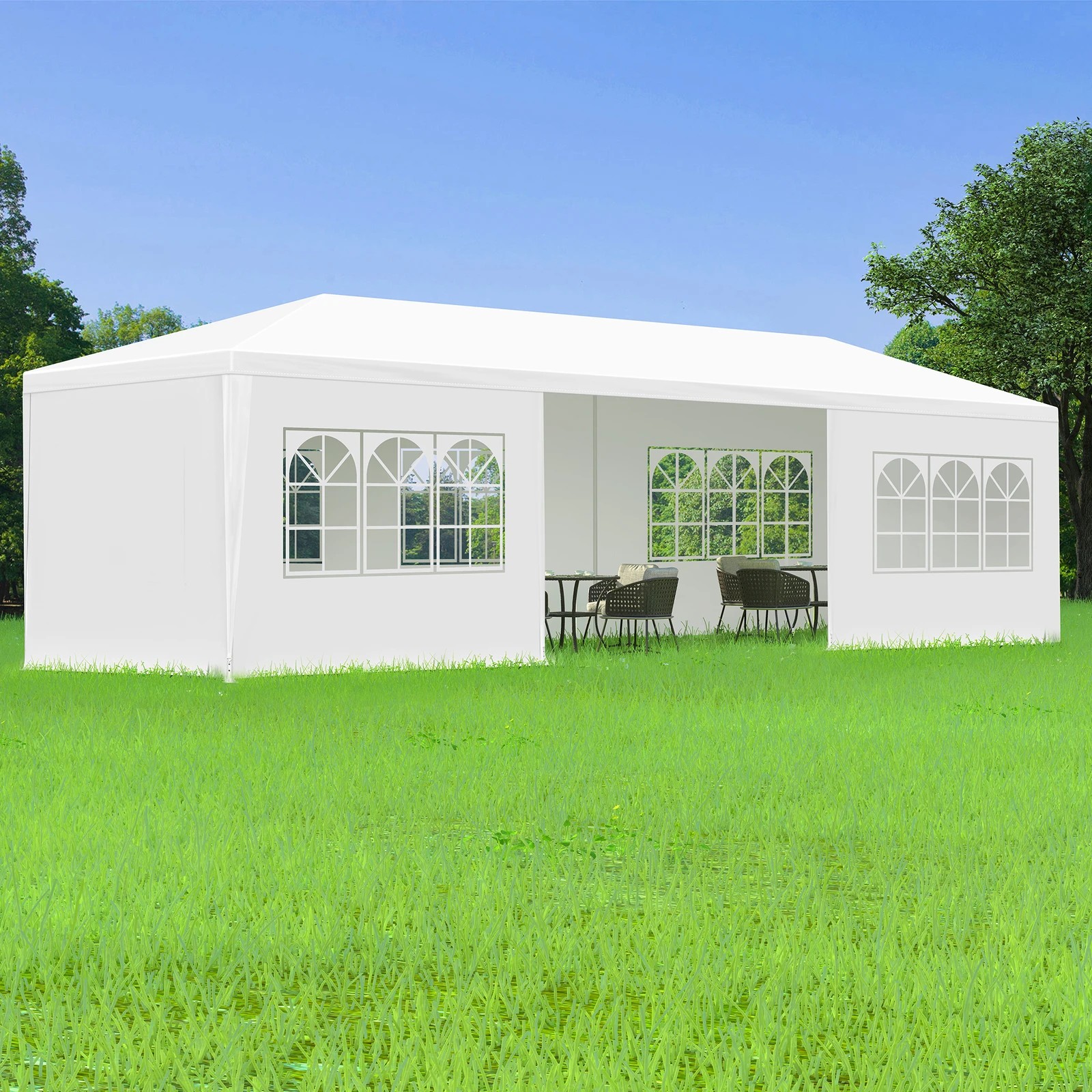 2 Alfordson Gazebo Marquee Outdoor Party Tent Camping Portable Side Wall 3x9m - White, 2 of 7