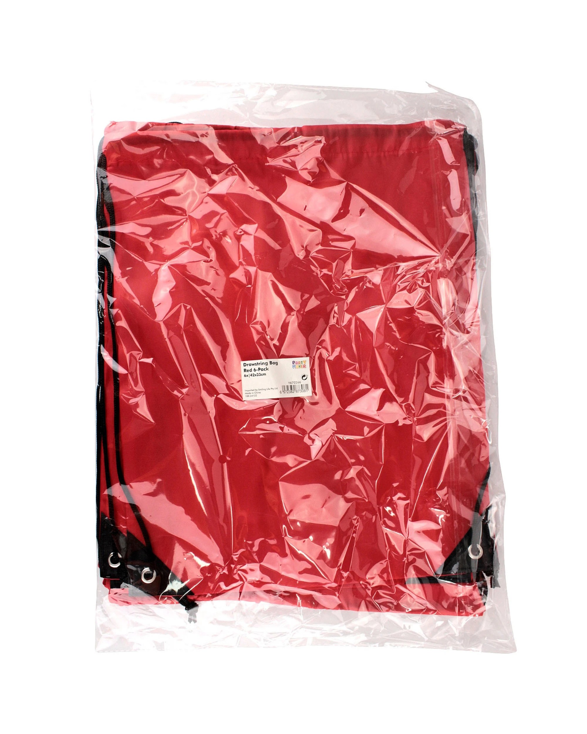 3 Partyrama Drawstring Bags Pack of 6 - Red, 3 of 3