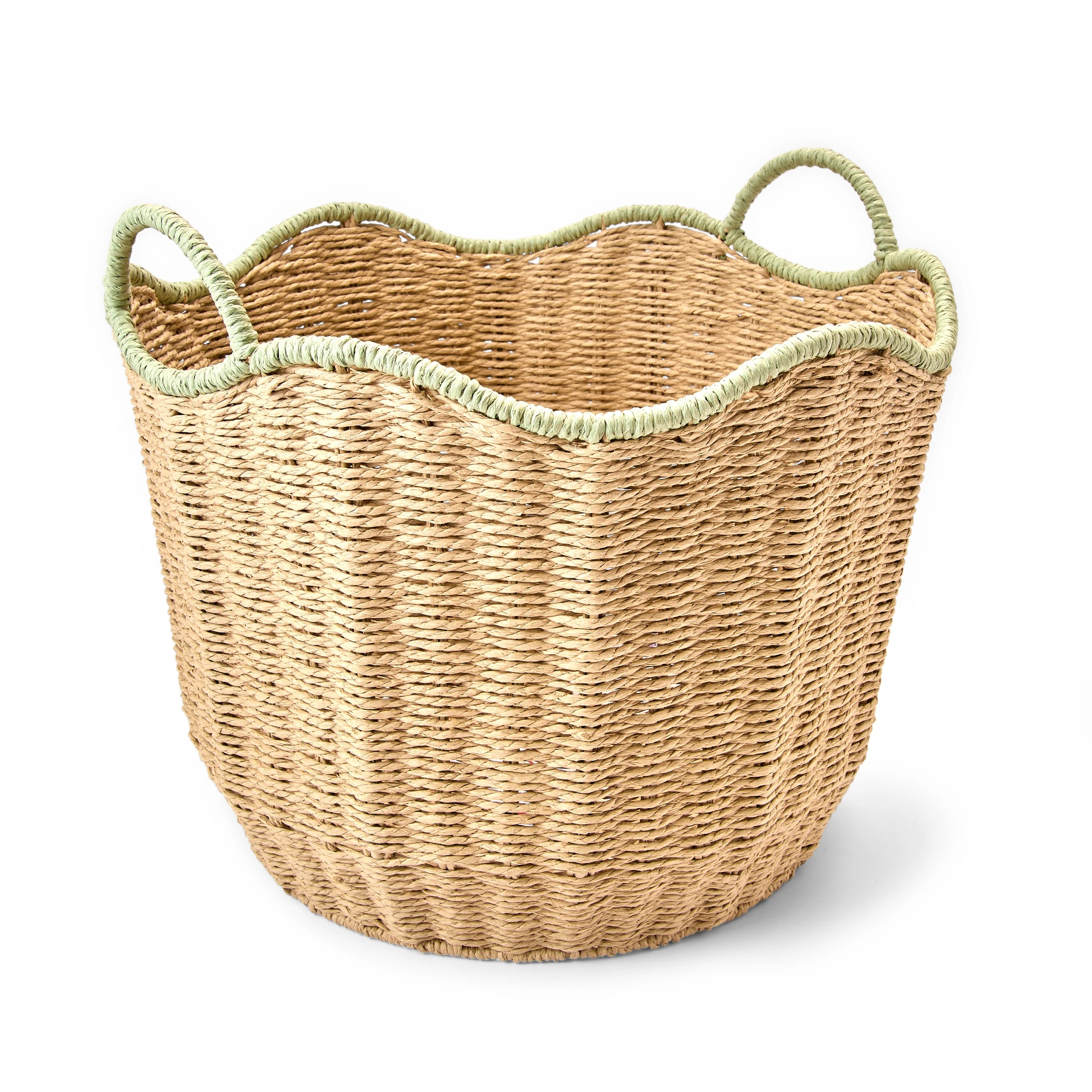 1 Round Wavy Basket - Large, Beige, 1 of 6