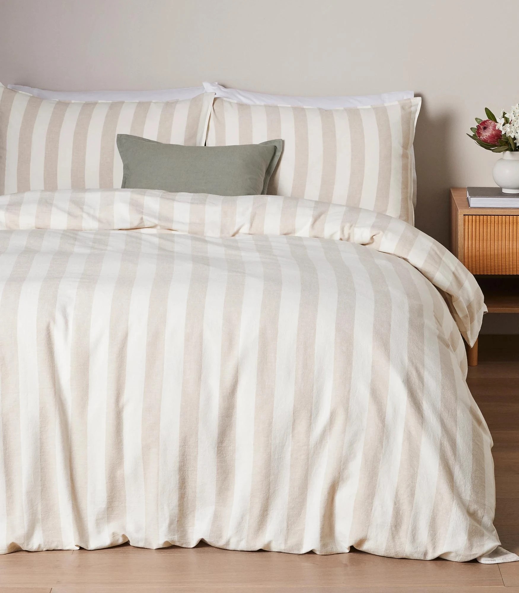 5 Target Reid Stripe Linen/Cotton Quilt Cover Set - Queen Bed - Natural, 5 of 8