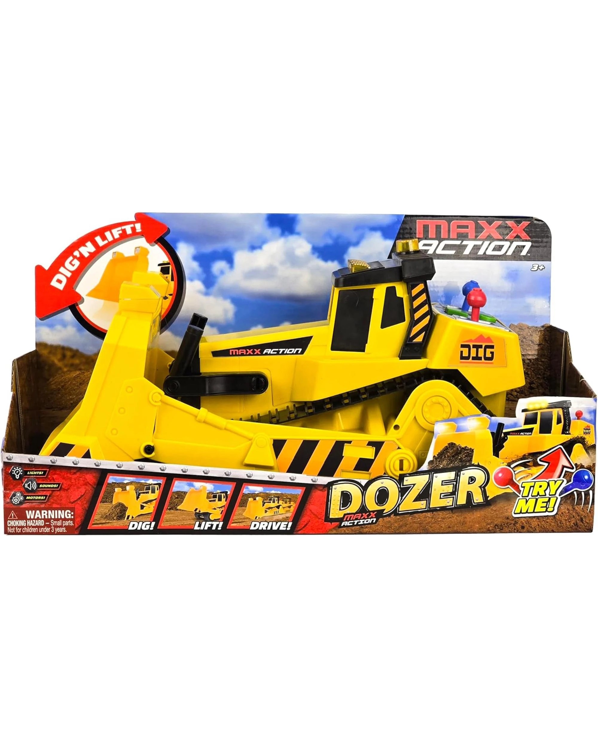 1 Maxx Action Motorized 18 inch Lights and Sounds Dig N' Lift Bulldozer, 1 of 3