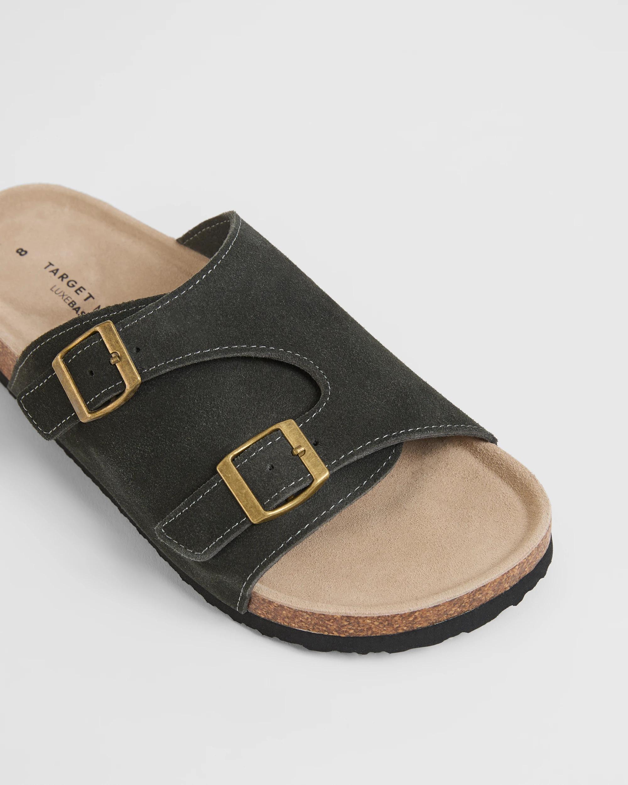3 Target Man Broad Suede Leather Moulded Cork Slides GREY SUEDE, 3 of 4