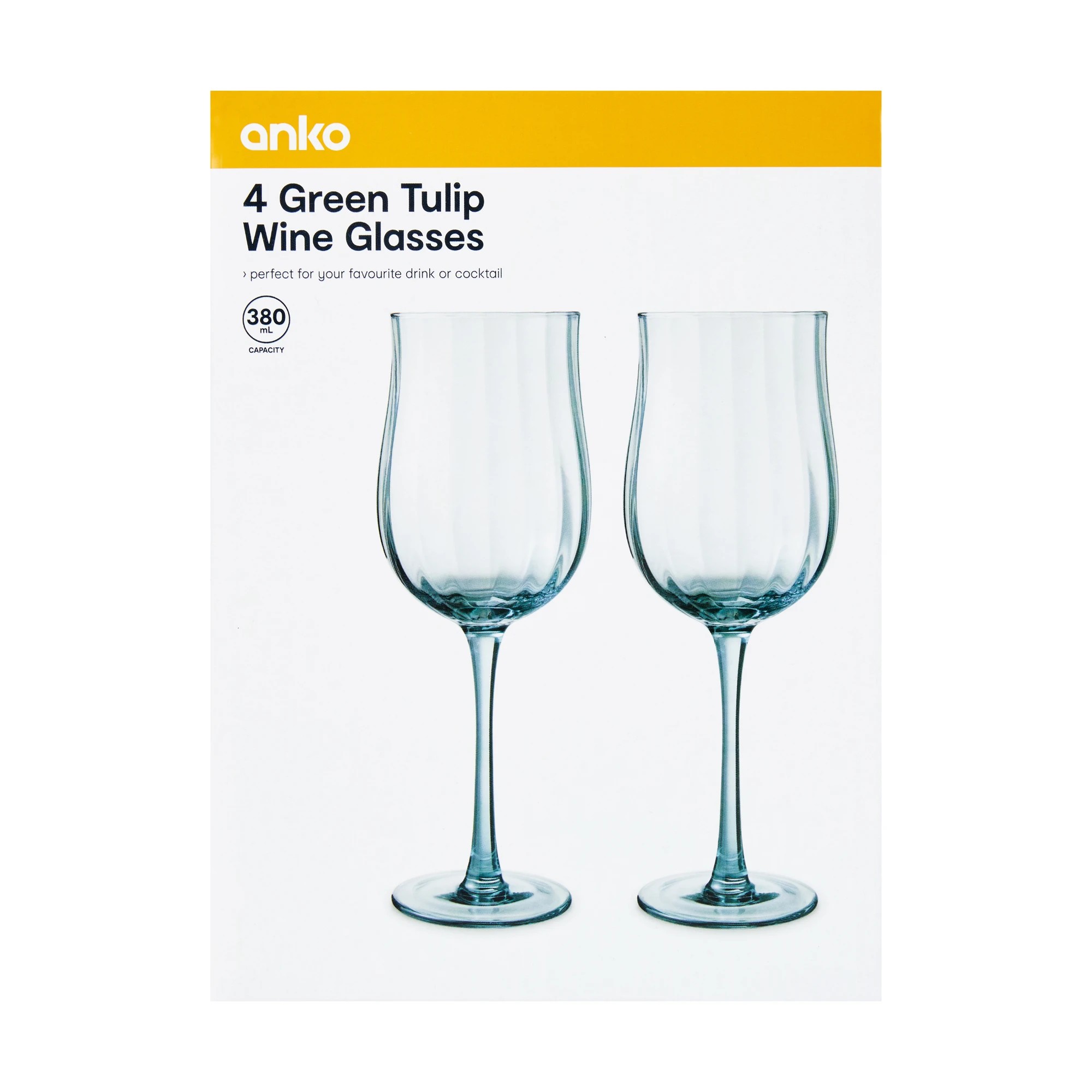 6 4 Green Tulip Wine Glasses, 6 of 7
