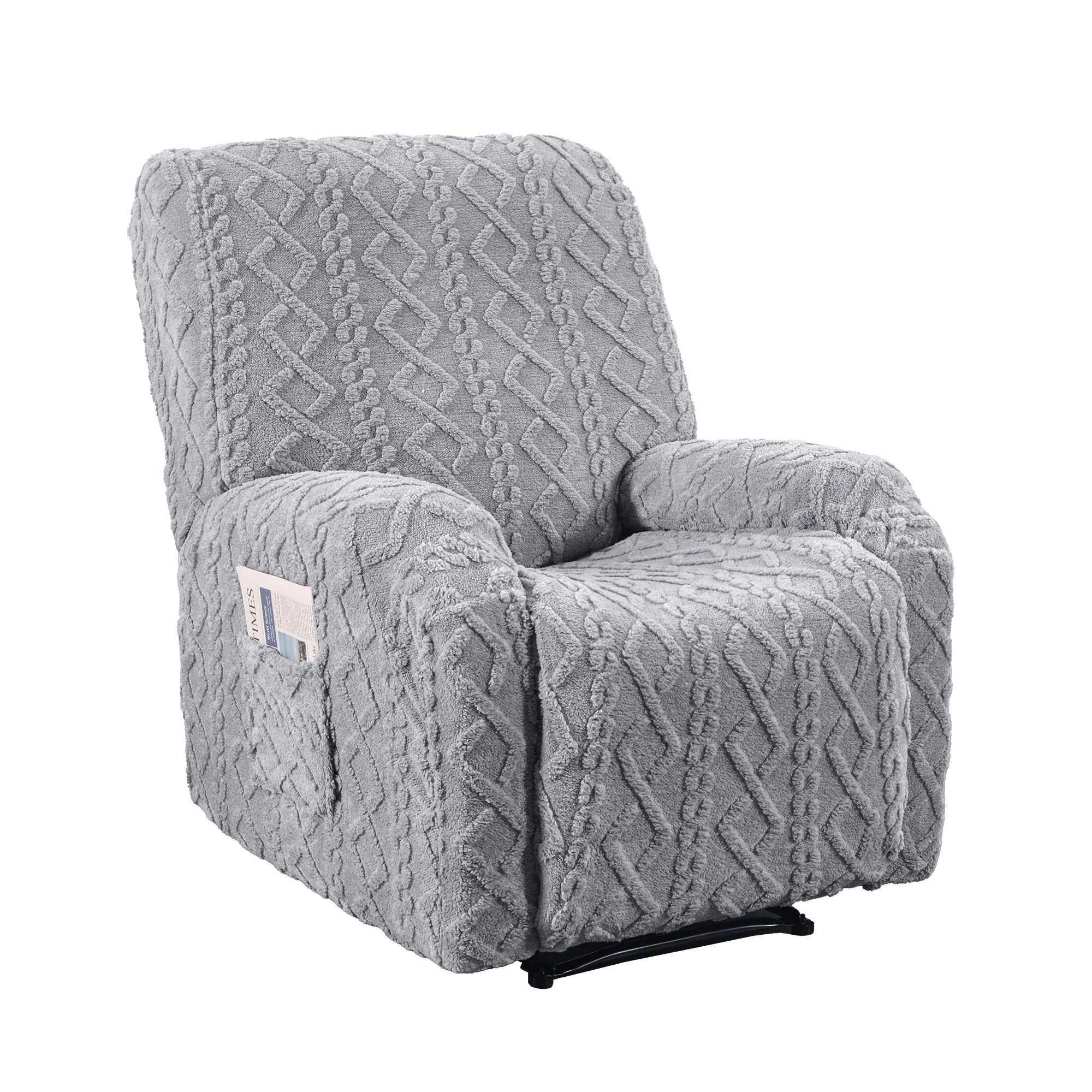 1 Artiss Recliner Chair Covers with Storage Side Pockets Grey Recliner Protector - Grey, 1 of 4