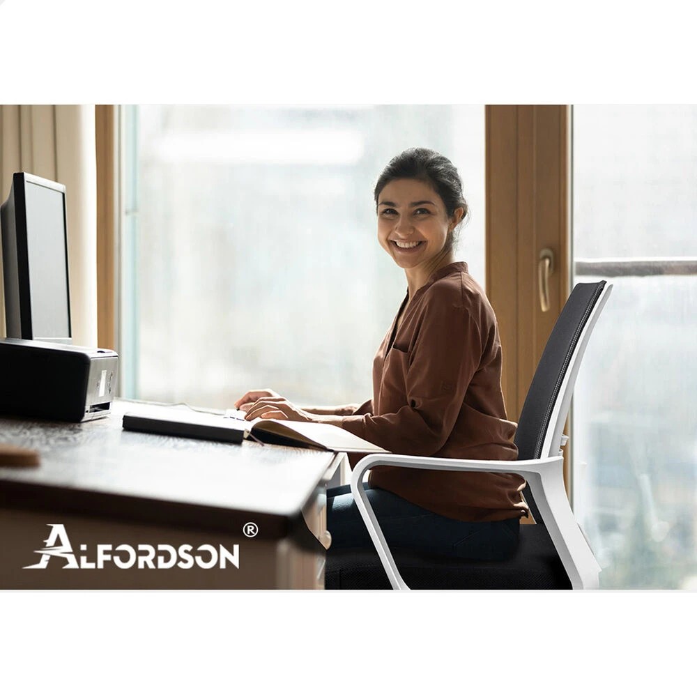 10 Alfordson Mesh Office Chair Executive Computer Seat Work Gaming Racing Study - White Black, 10 of 10