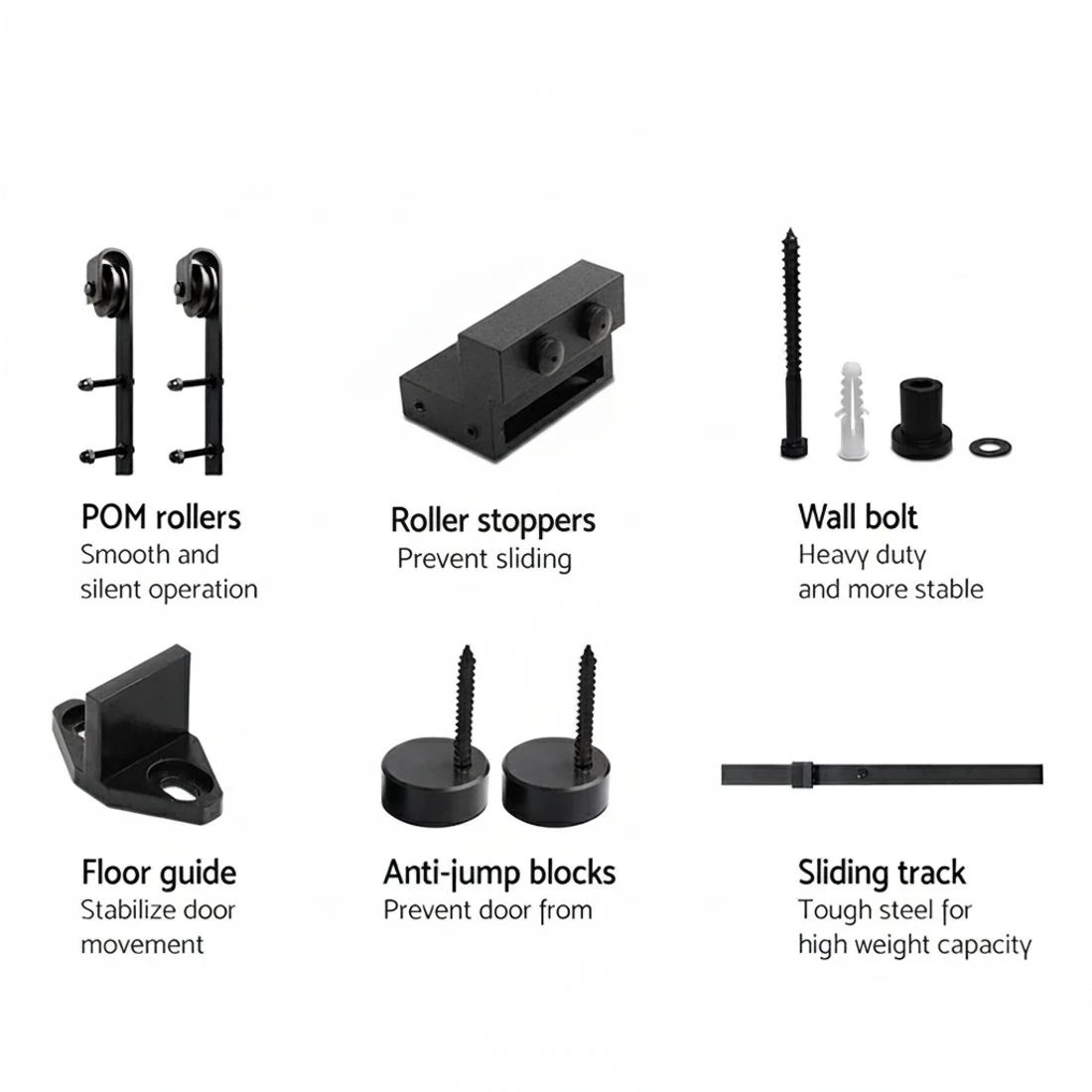 3 Cefito Sliding Barn Door Hardware Track Set 3.66m - Black, 3 of 7