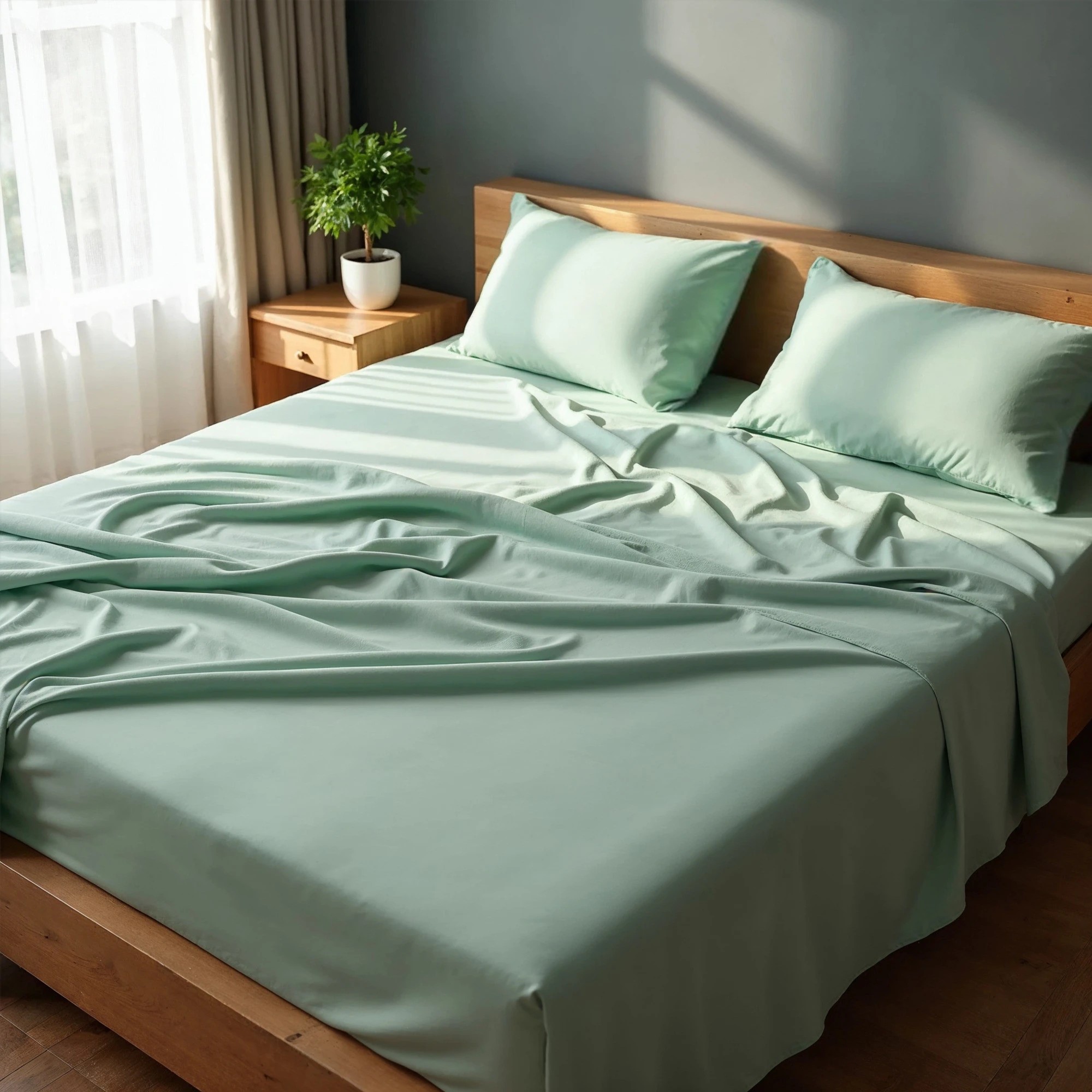 3 Royal Comfort 2000 Thread Count Bamboo Cooling Sheet Set Ultra Soft Bedding Single - Single Bed - Green, 3 of 4