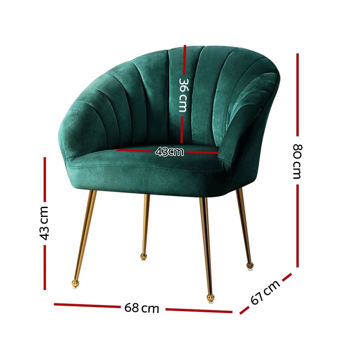 2 Artiss Armchair - Green, 2 of 6