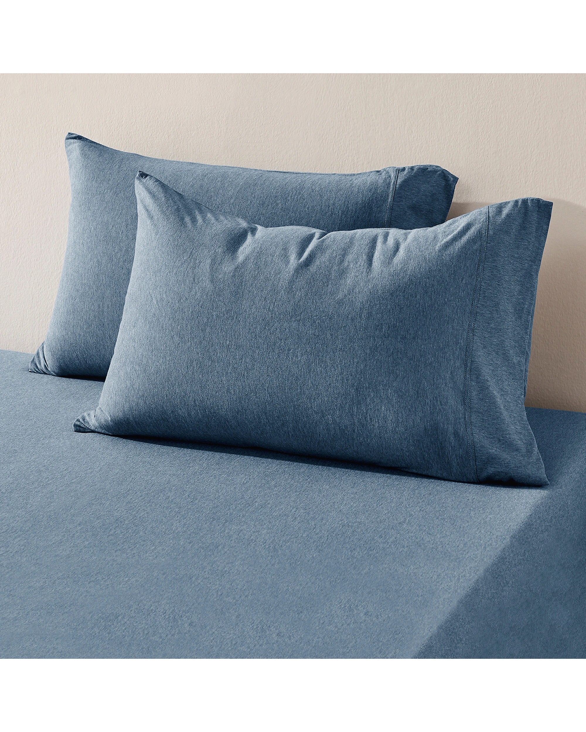 2 Dreamaker Jersey Luxe 100% Cotton Combo Fitted Sheet Set - King Single Bed - Denim, 2 of 6
