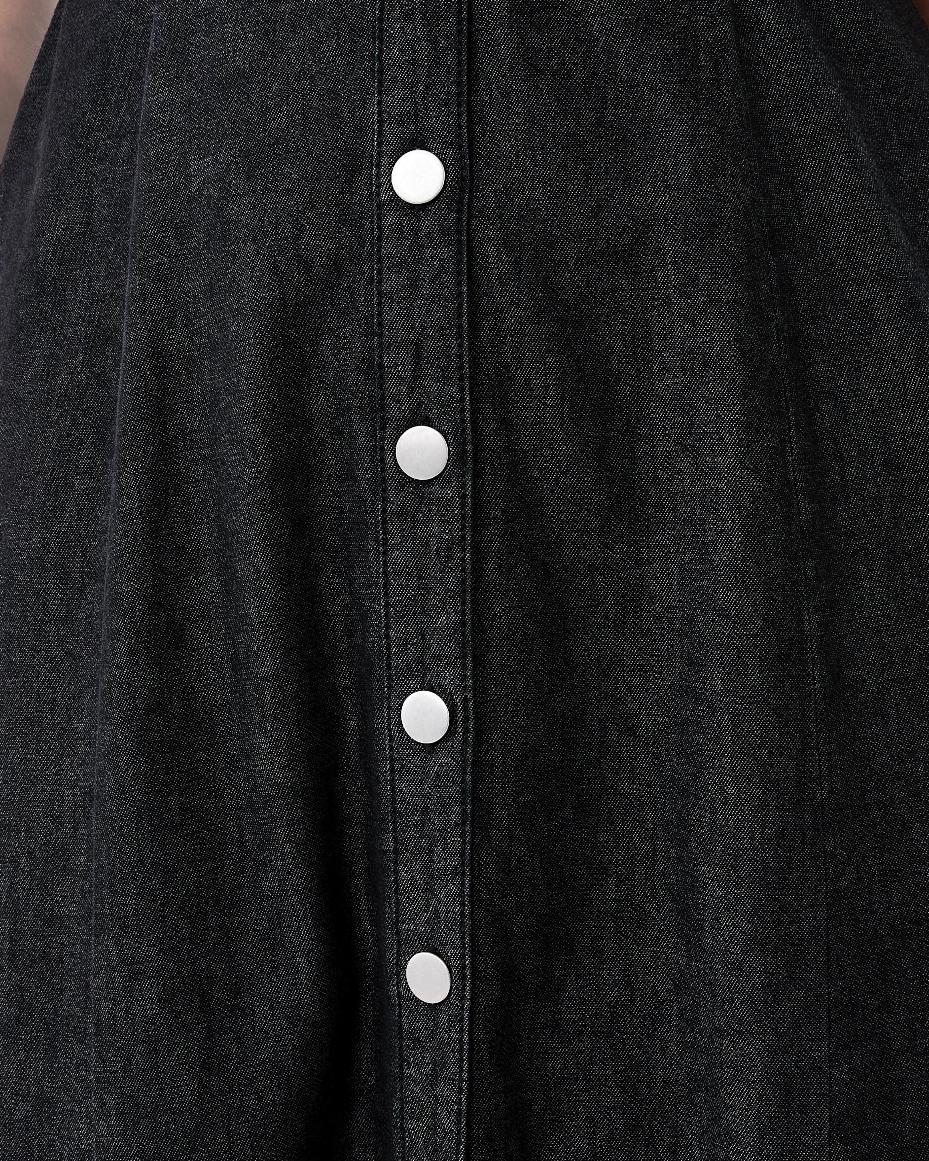 7 Short Sleeve Chambray Shirt Midi Dress Black Wash, 7 of 8
