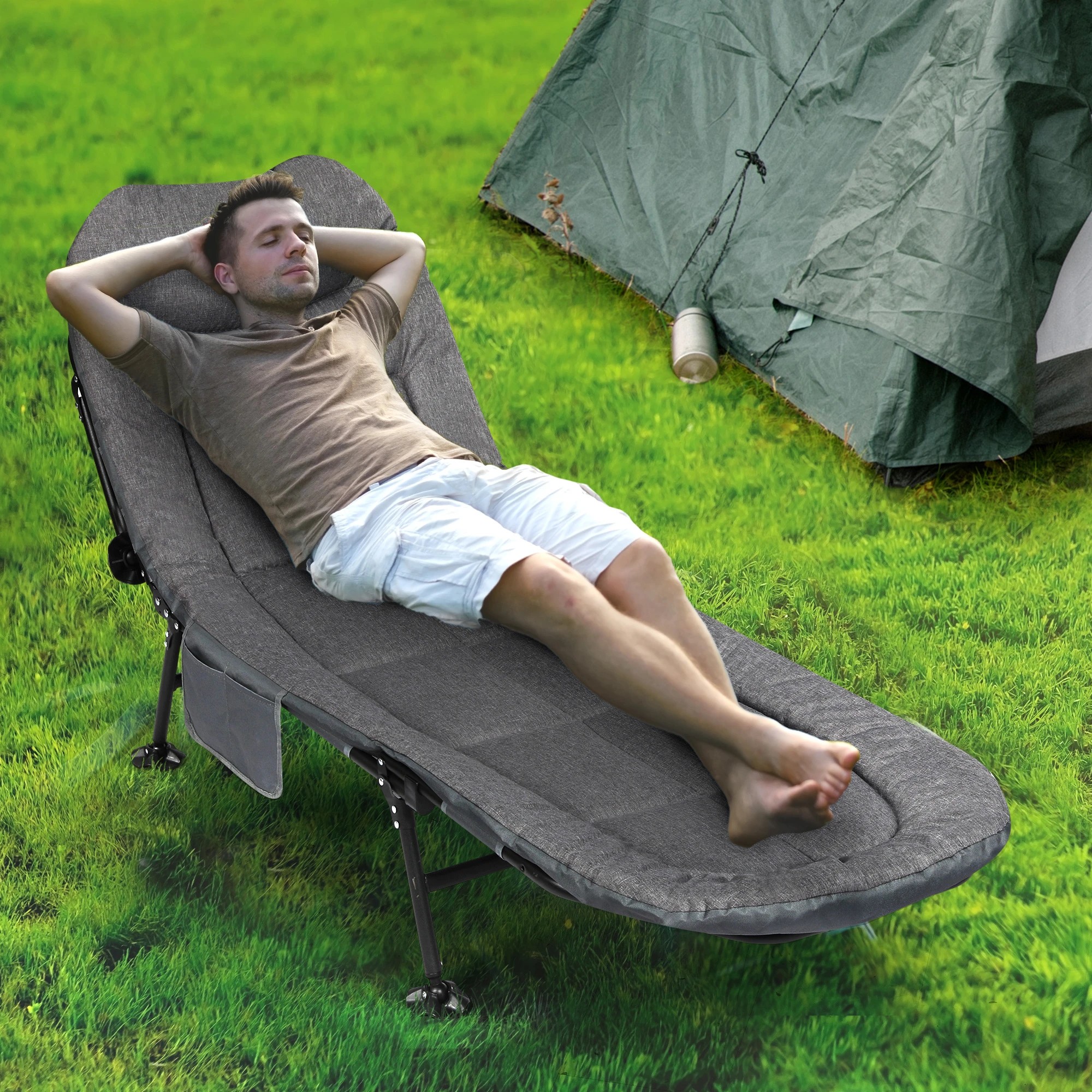 7 Levede Folding Bed Recliner - Grey, 7 of 9