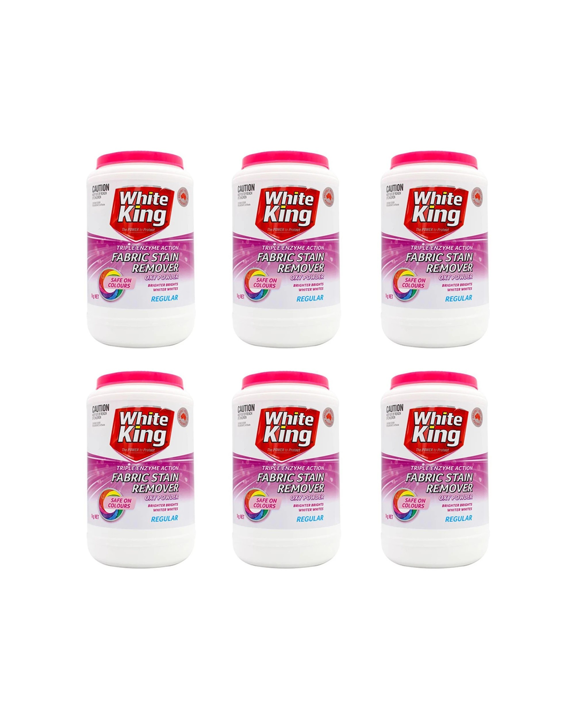 1 White King 6PK Fabric Stain Remover Oxy Powder Regular Safe On Colours 1kg - Multi, 1 of 5