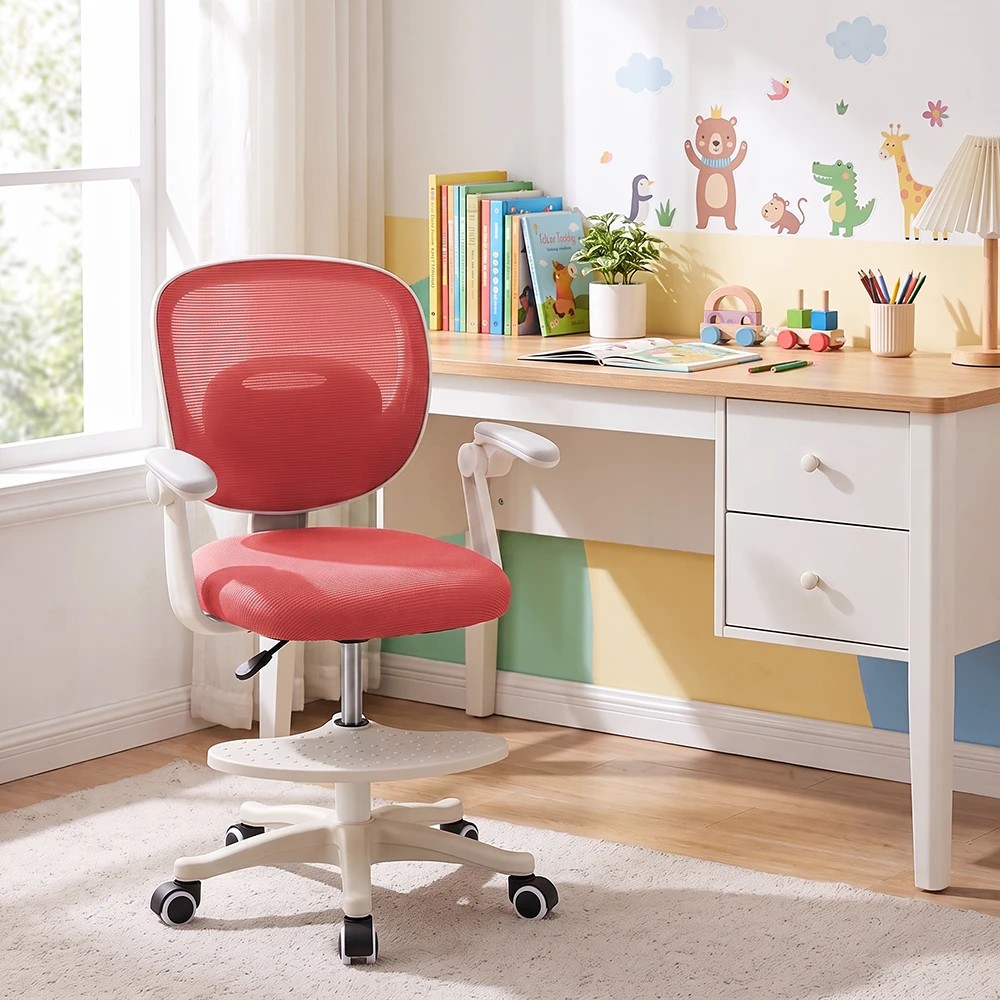 3 PlayPals Kids Desk Chair Adjustable Student Office Seat with Footrest - Red, 3 of 3
