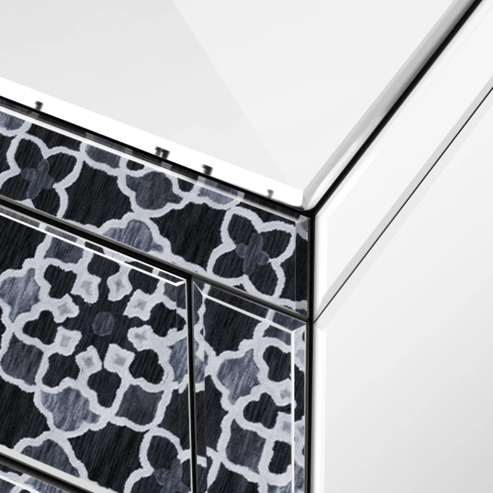 7 Alfordson Bedside Table Mirrored Cabinet Nightstand Side End Table Drawers - Silver, 7 of 10