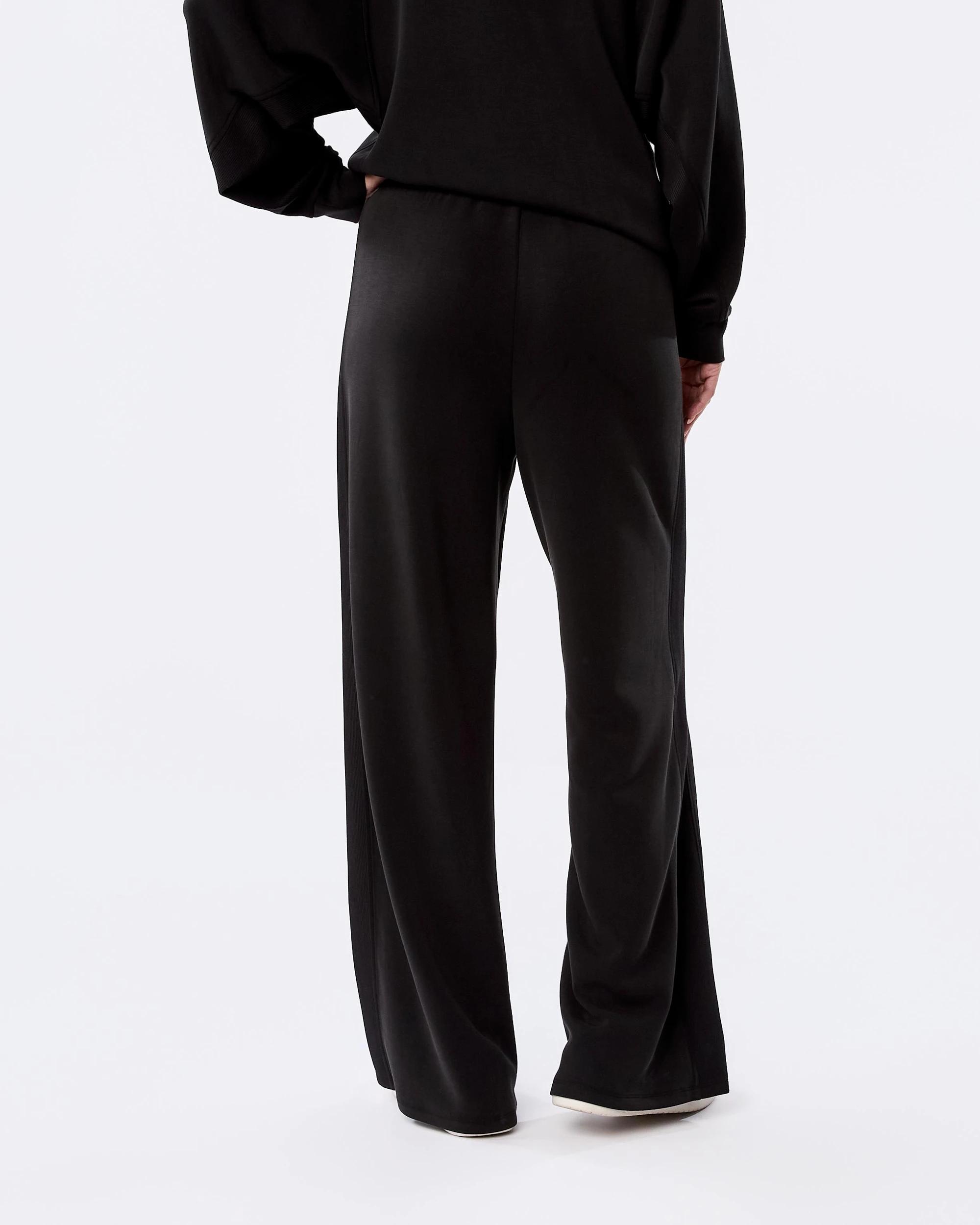 3 Active Womens Soft Modal Wide Leg Trackpants Black, 3 of 5