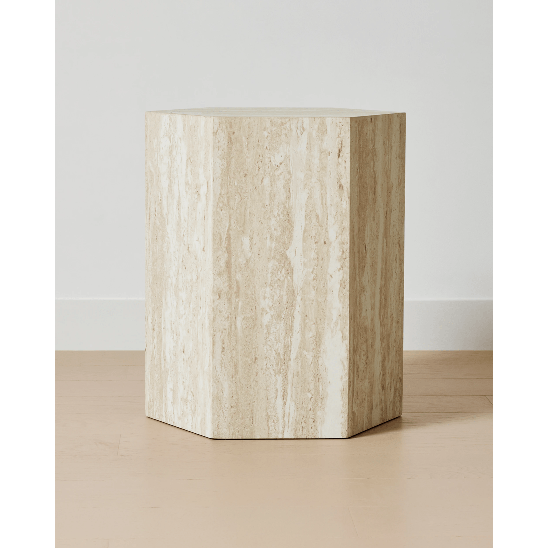 1 Travertine Side Table, 1 of 4