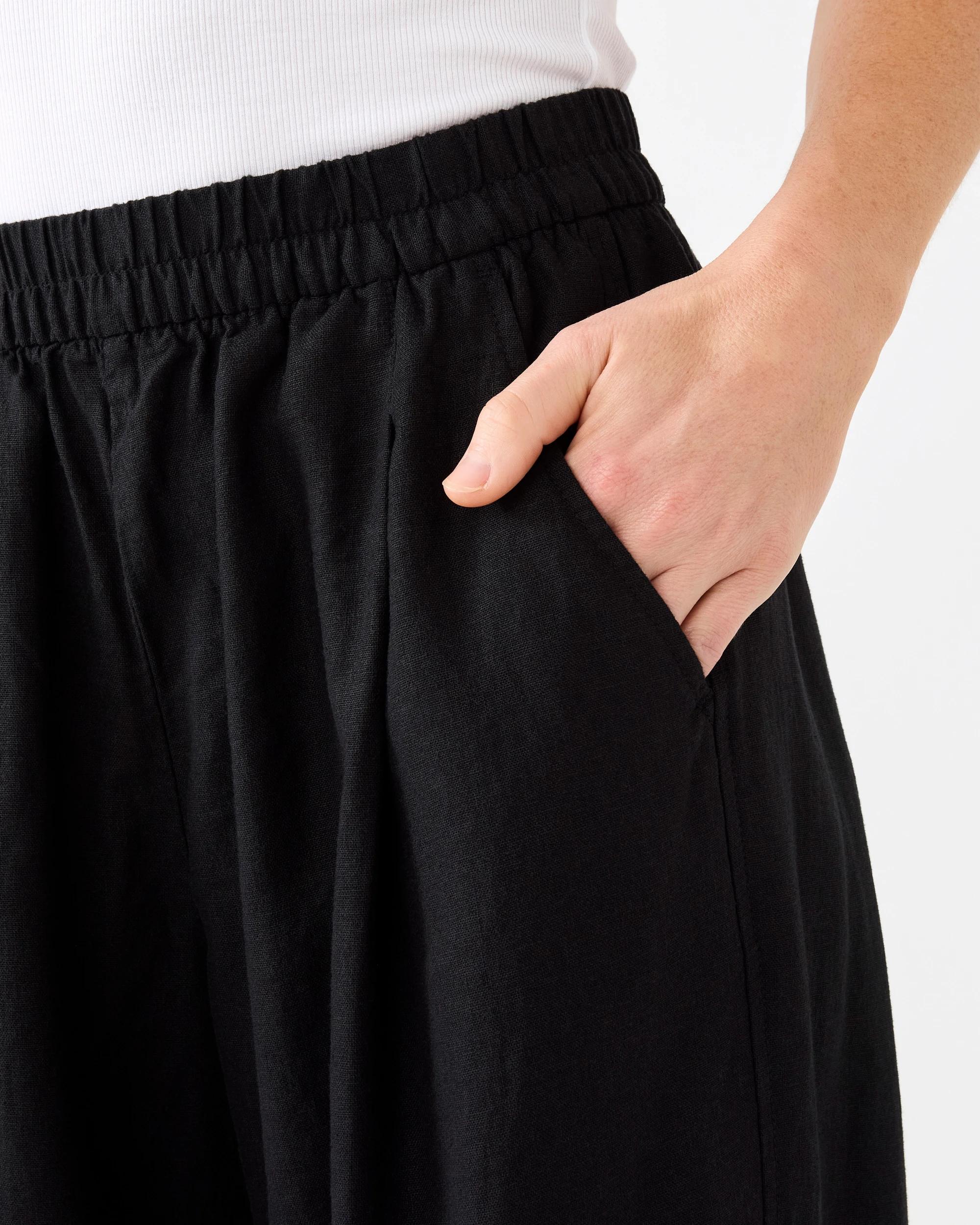 4 Linen Blend Barrel Pants Black, 4 of 5