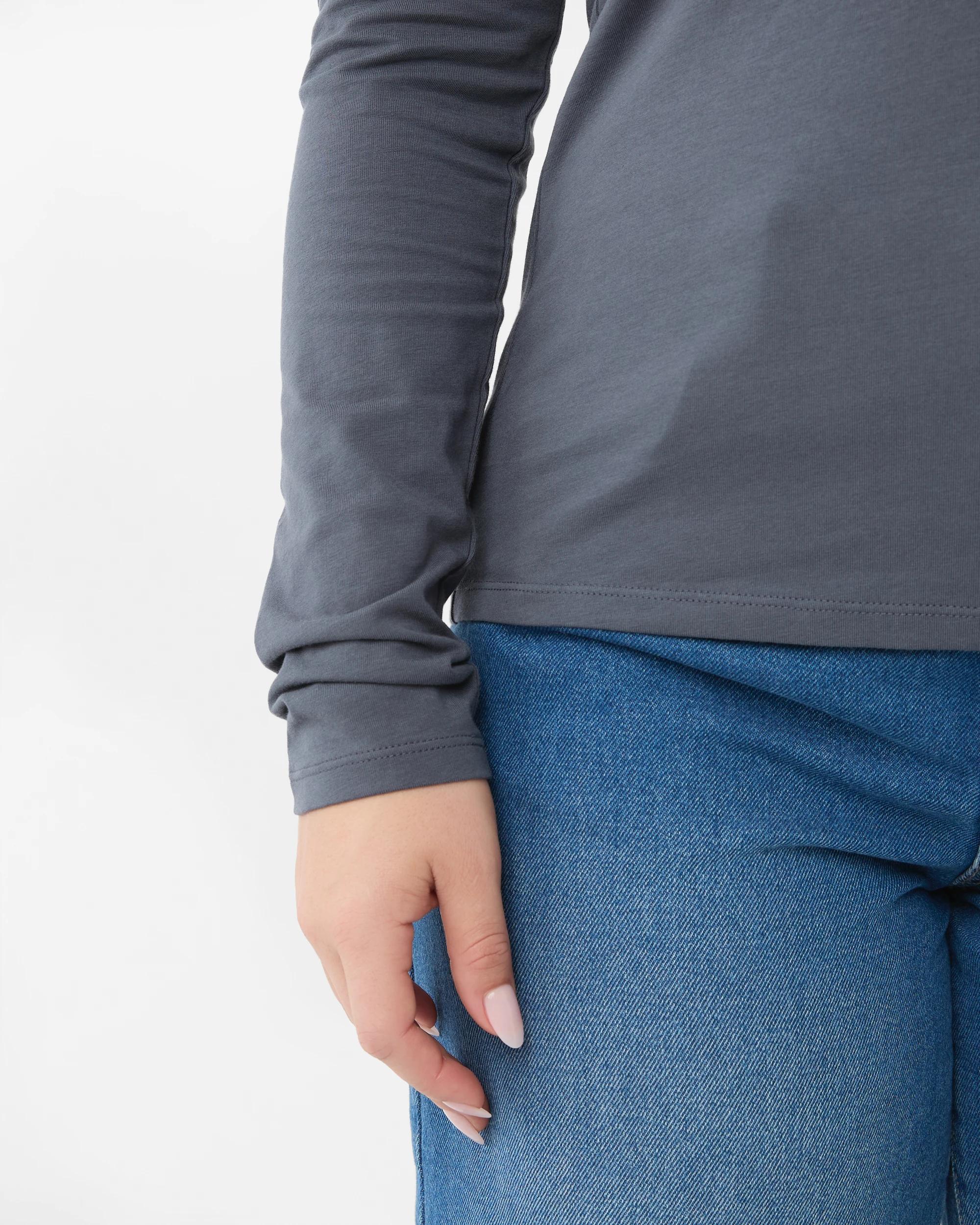 6 Long Sleeve Stretch Crew Neck T-shirt Lead Grey, 6 of 6