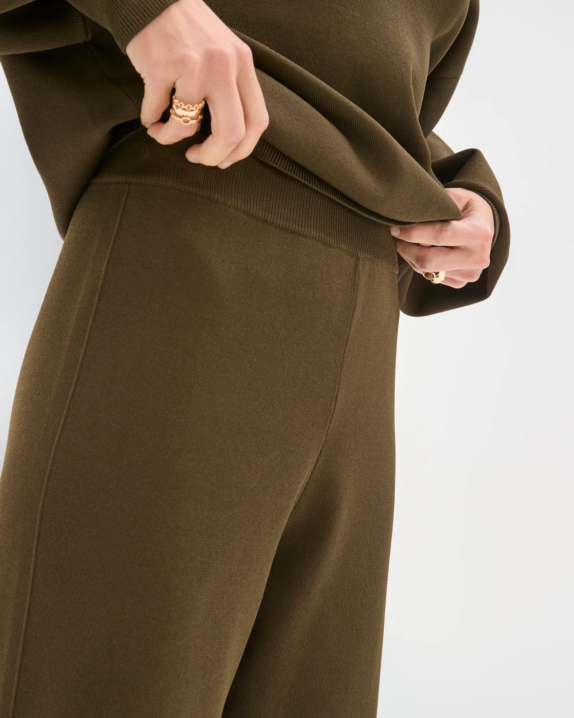 6 Preview Crepe Knit Straight Leg Pants DARK OLIVE, 6 of 6
