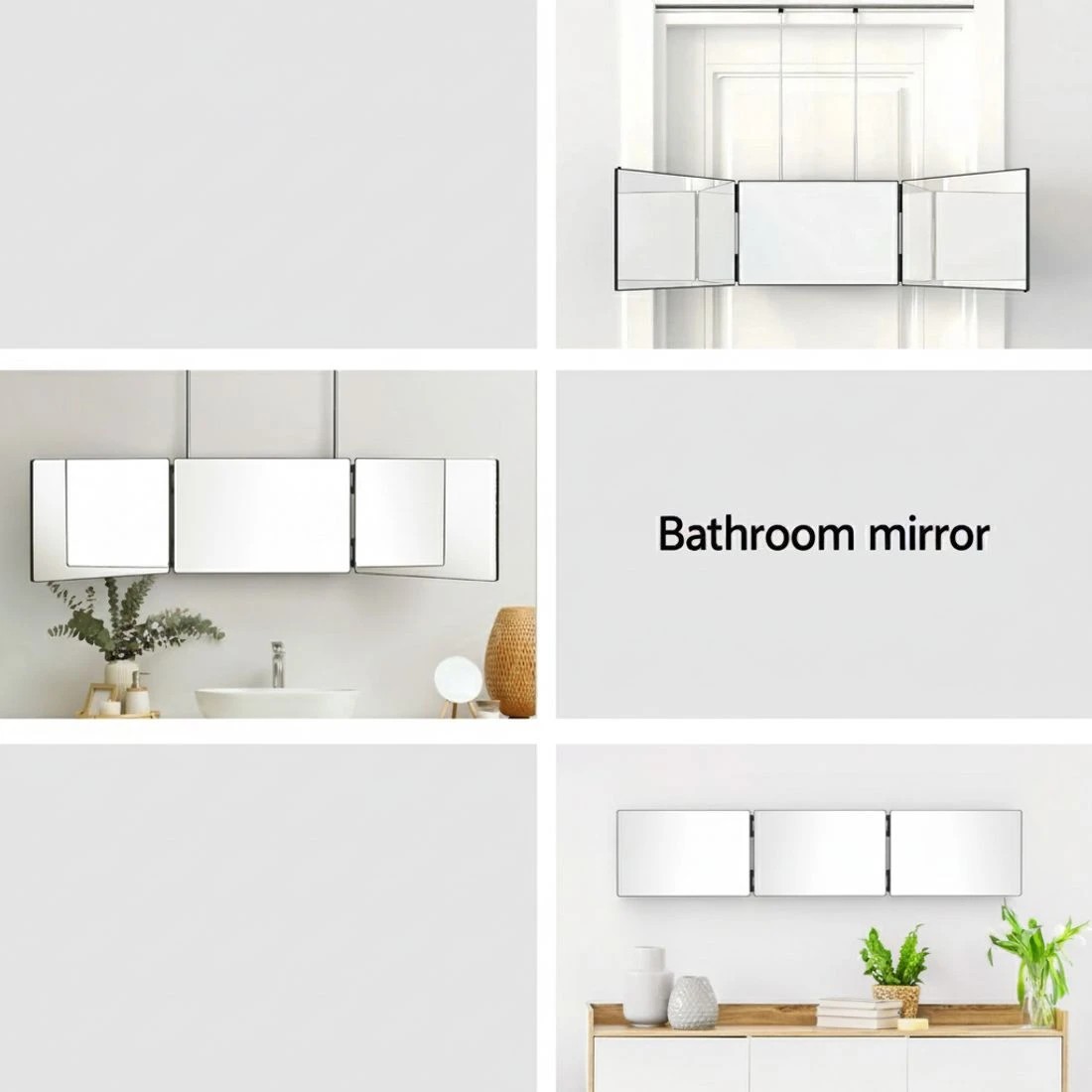 6 Embellir Trifold Mirror Makeup Portable with Height Adjustable 3 Way Telescoping Hook Hair Cutting Styling - Black, 6 of 6