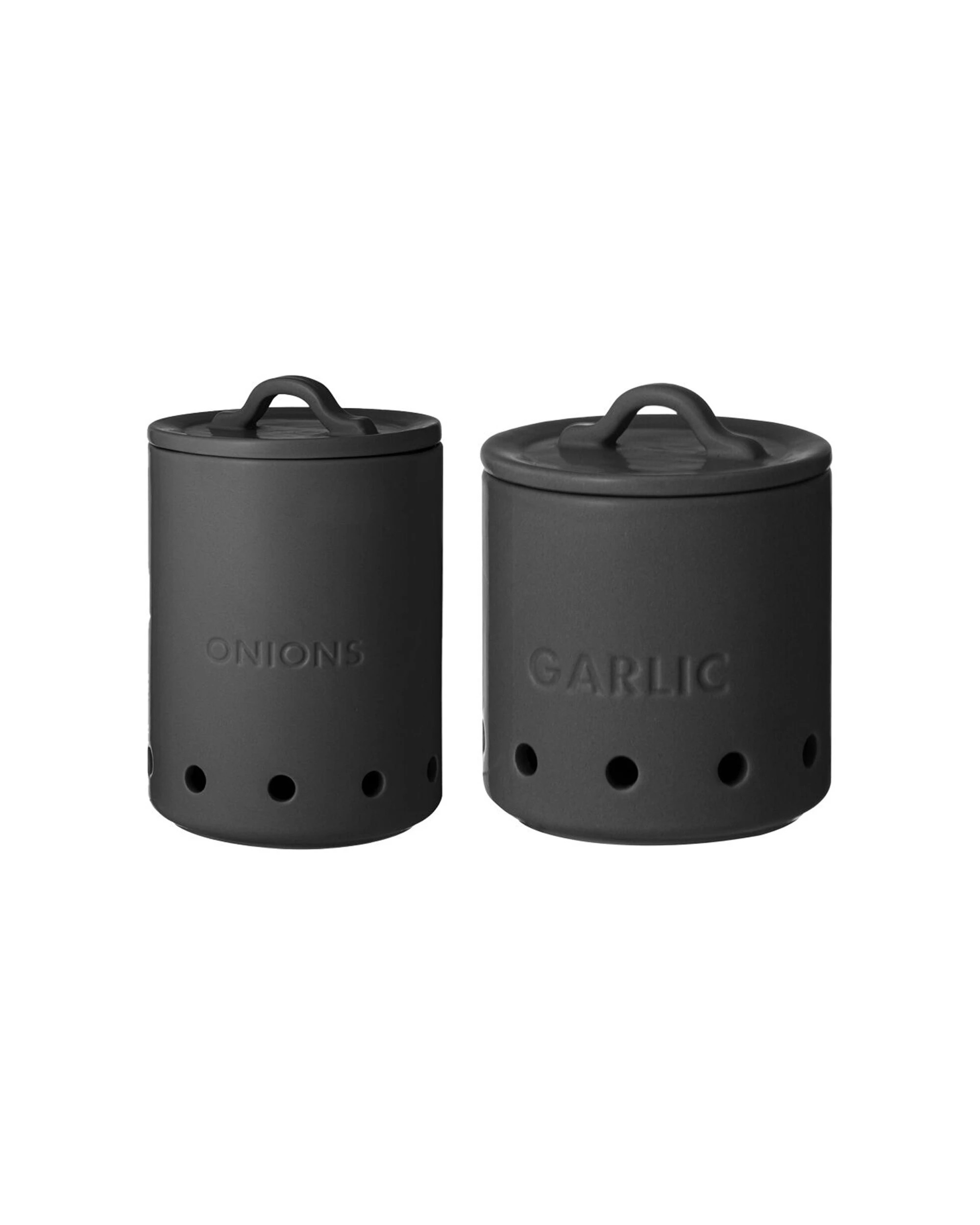 1 Ladelle 2pc Essentials Onion Garlic Vault Food Saver Combo Set With Ventilation Holes - Charcoal, 1 of 3