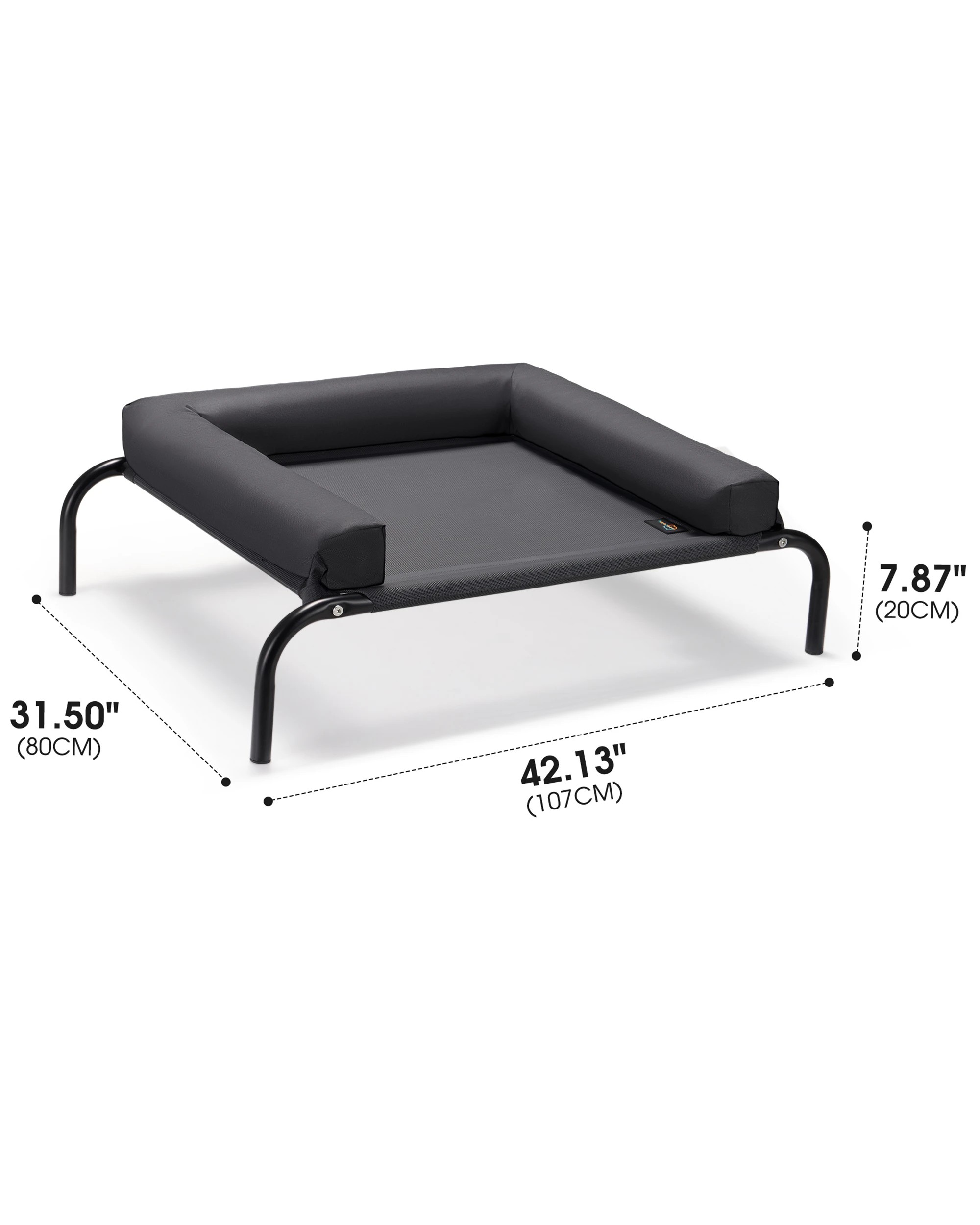 8 Petzly 80x107cm Elevated Trampoline Bolster Raised Pet Dog Bed Black, 8 of 8