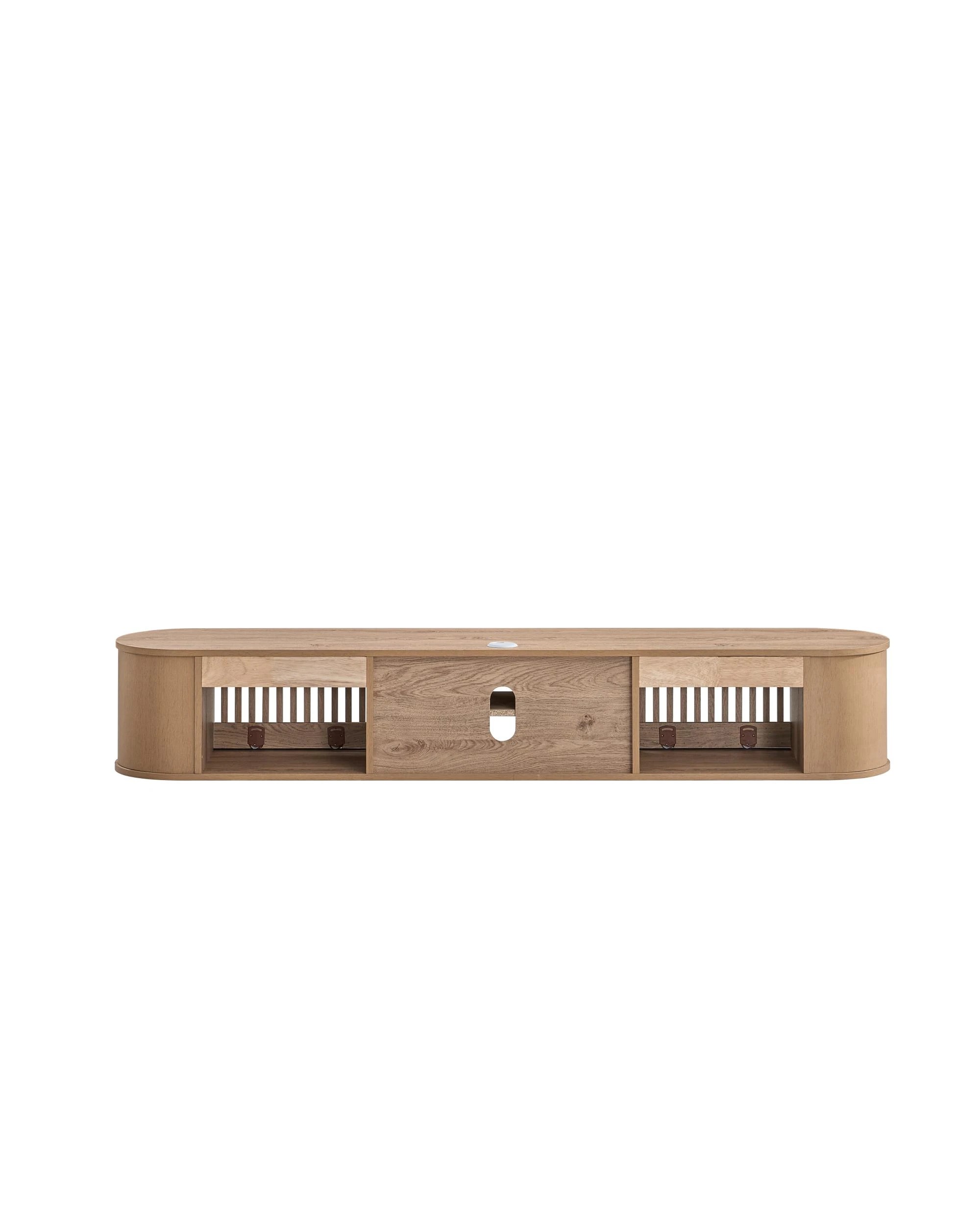 6 Kodu Wall Mount Entertainment TV Unit Floating 2 Doors 180cm Oak - Natural, 6 of 8