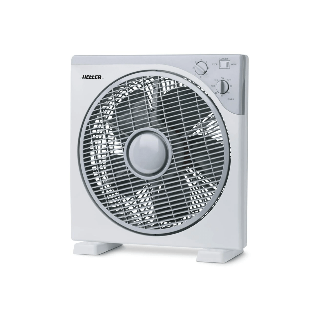 1 Heller 30cm Box Fan 3 Speed/timer/rotating Louvres Floor Air Cooler/cooling
 - Grey, 1 of 3