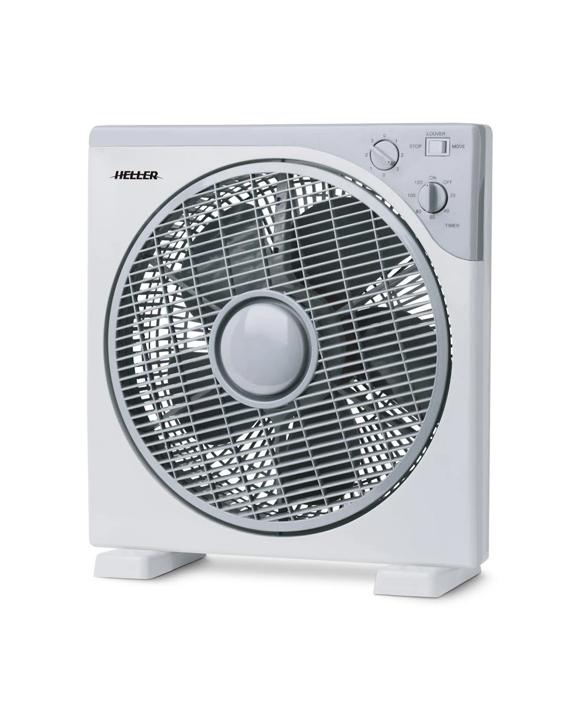 Heller 30cm Box Fan 3 Speed/timer/rotating Louvres Floor Air Cooler/cooling - Grey