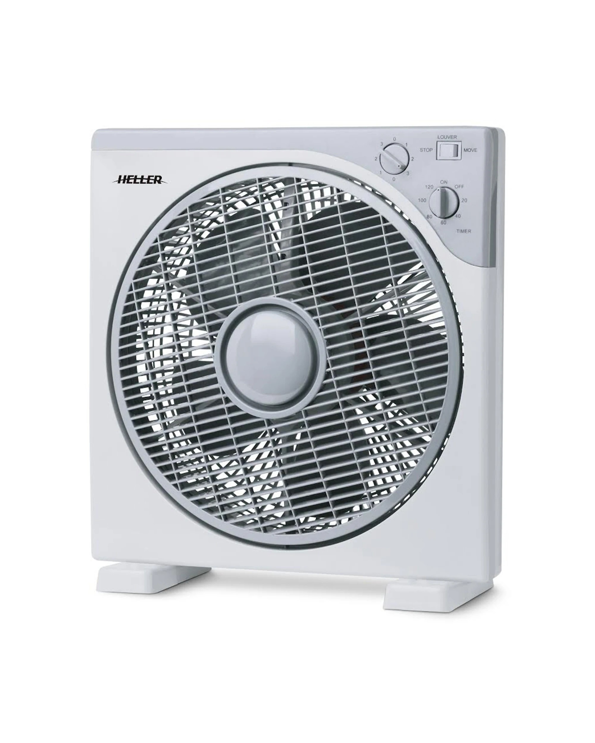 1 Heller 30cm Box Fan 3 Speed/timer/rotating Louvres Floor Air Cooler/cooling
 - Grey, 1 of 3