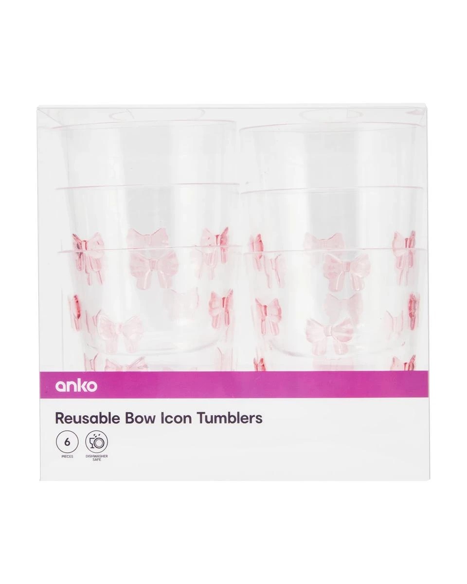 4 6 Piece Reusable Bow Icon Tumblers, 4 of 4