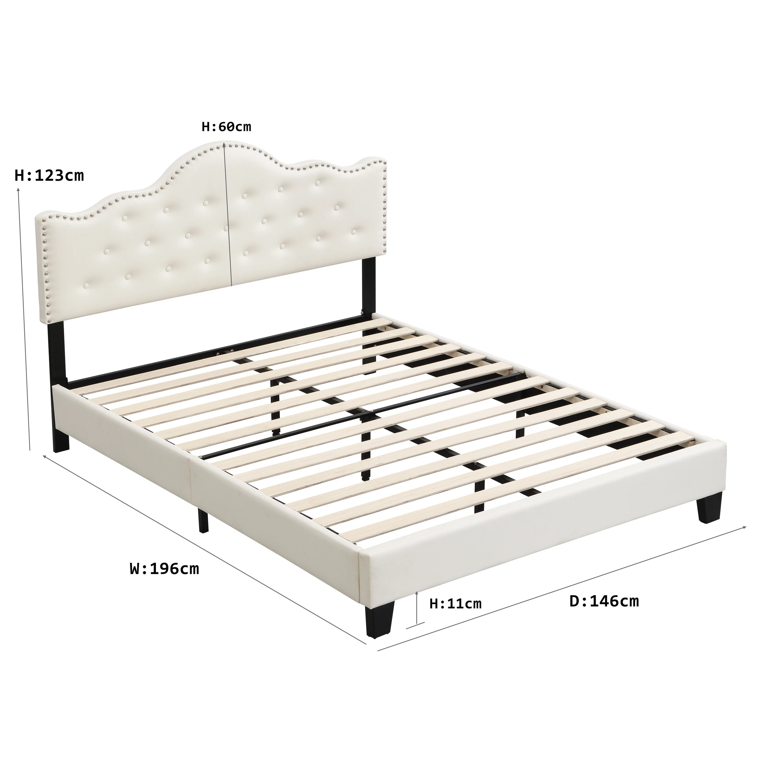 10 IHOMDEC BEF05 Button Tufted Double Bed Frame - Beige - Beige, 10 of 10