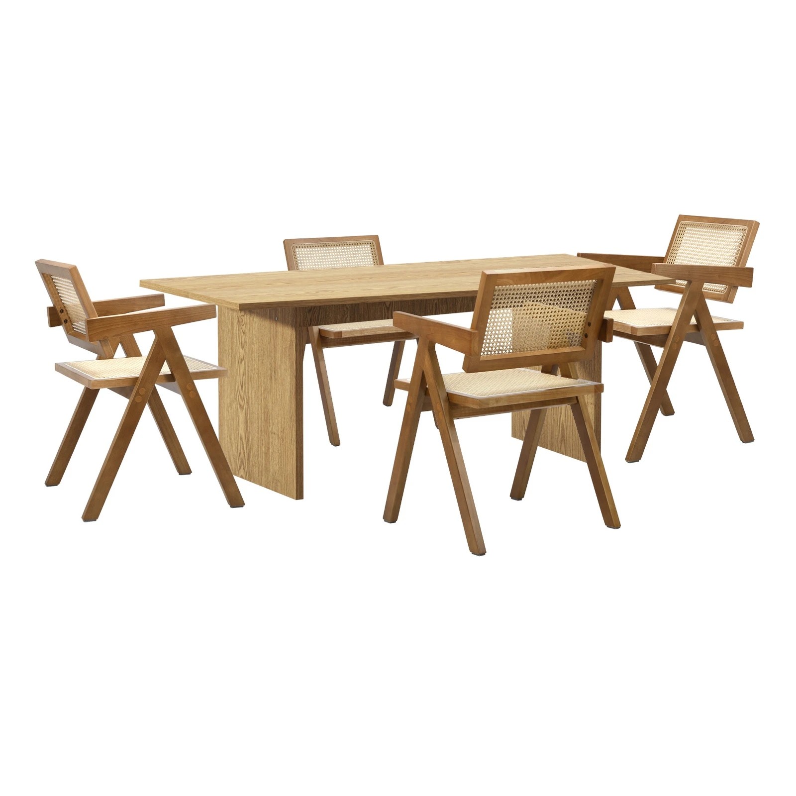 10 Oikiture 180cm Rectangular Dining Table With 4pcs Dining Chairs Wooden Walnut
 - Natural, 10 of 10