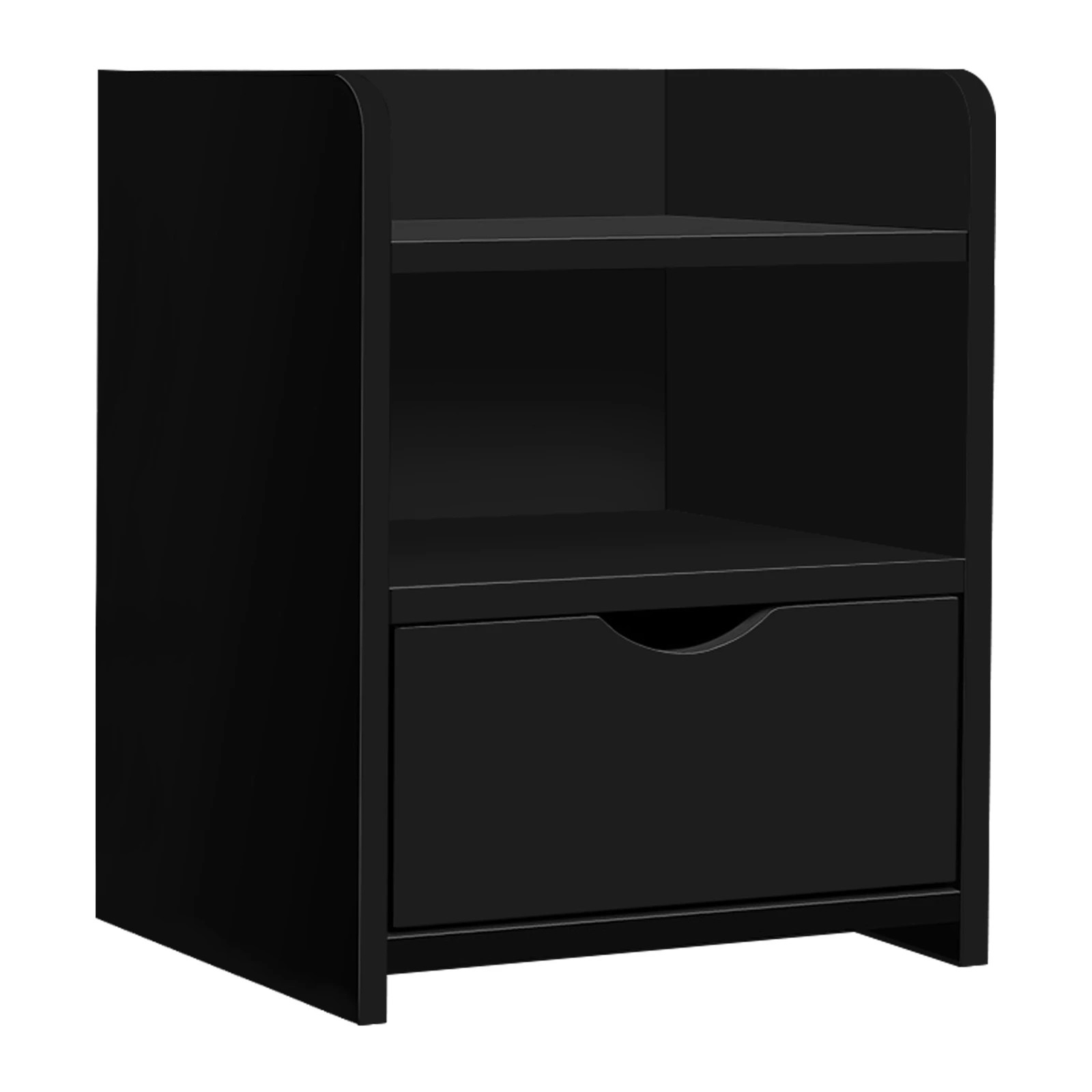 1 Alfordson Bedside Table Nightstand Storage Cabinet Side End Drawers - Black, 1 of 10