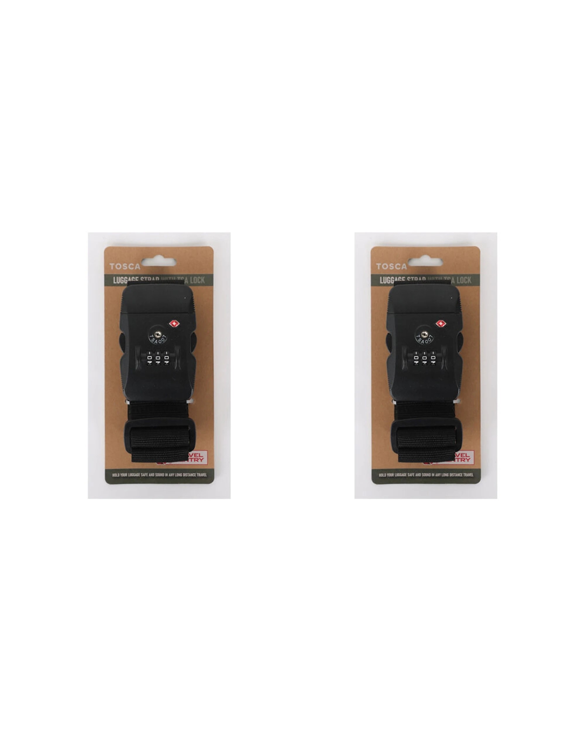 1 Tosca 2Pk Travel Luggage Suitcase Strap With Tsa Lock - Black, 1 of 3
