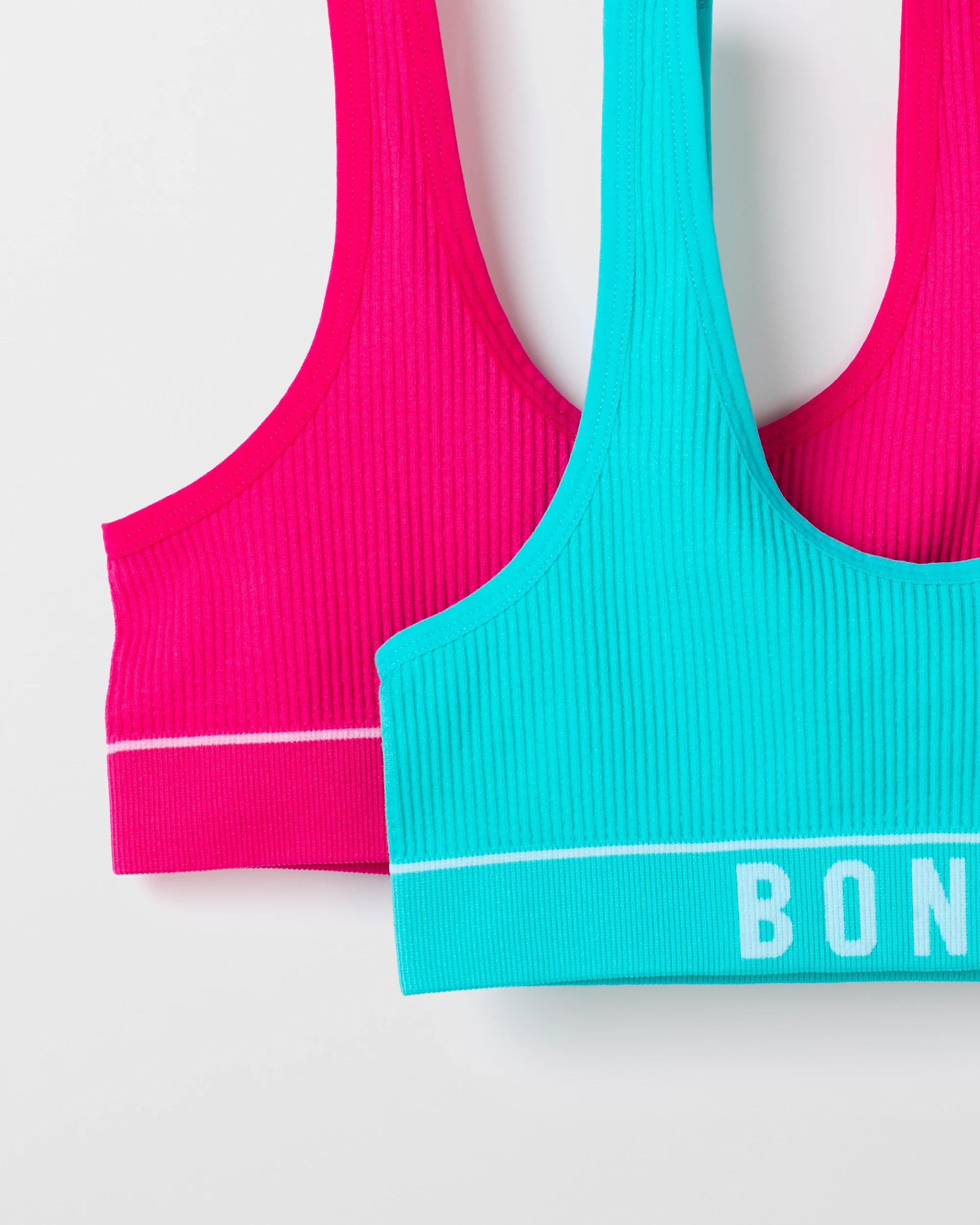 2 Older Girls Retro Rib Tank Crops 2 Pack - Bonds MINT/HOT PINK, 2 of 2