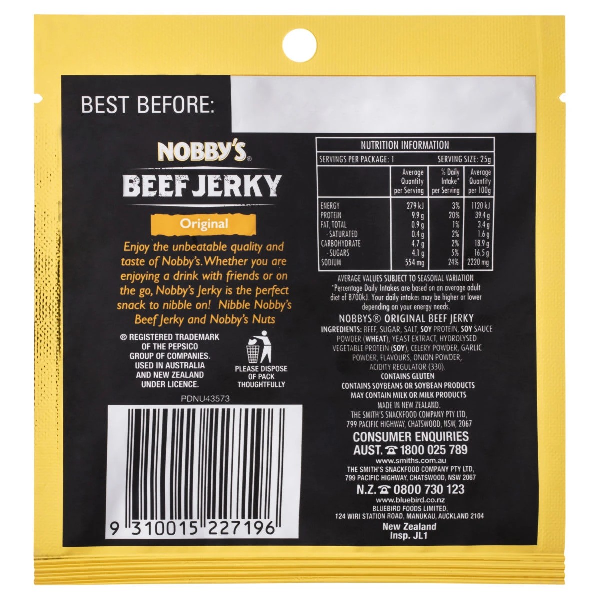 2 Nobby's Beef Jerky Original 25g, 2 of 2