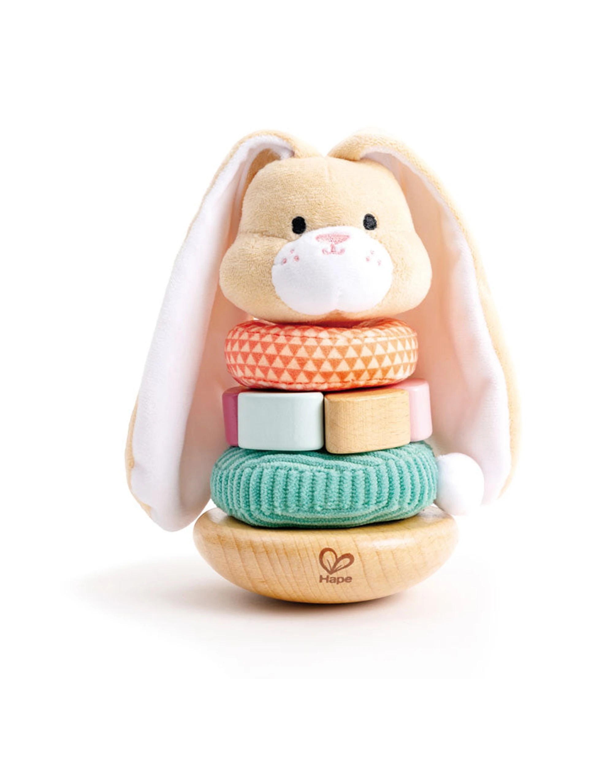 1 Hape Bunny Stacker Wooden Stacking Play Toy With Textured Rings - Multi, 1 of 4