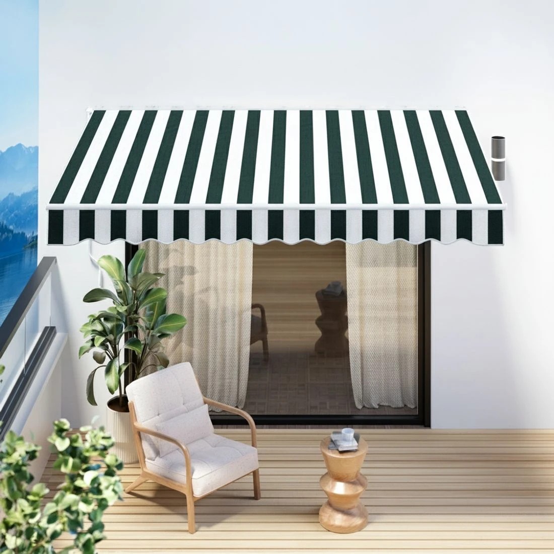 6 Instahut Retractable Folding Arm Awning Motorised Sunshade 3Mx2.5M Green - Multi, 6 of 6