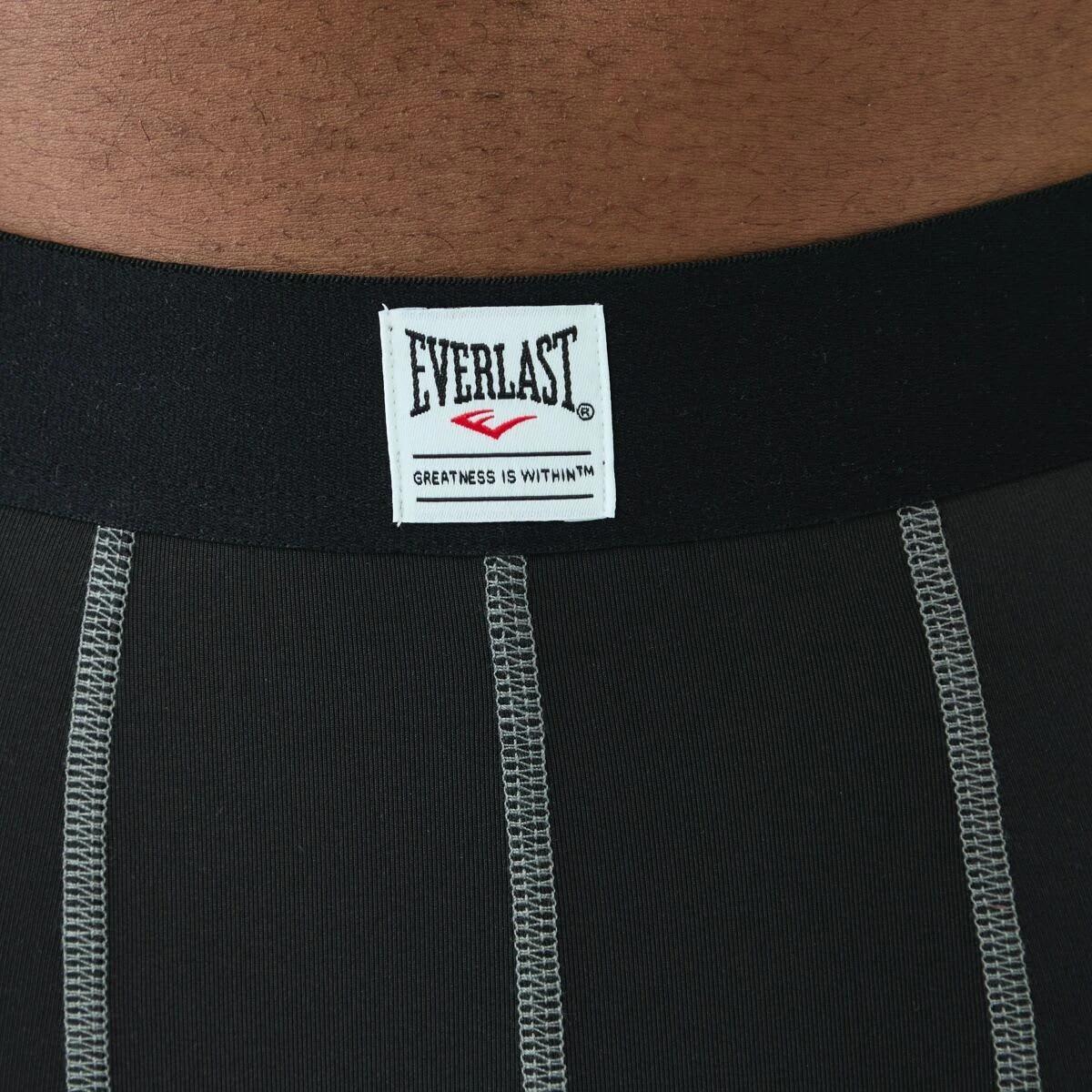 4 Everlast Mens Long Leg Performance Trunks Blk Silver, 4 of 6