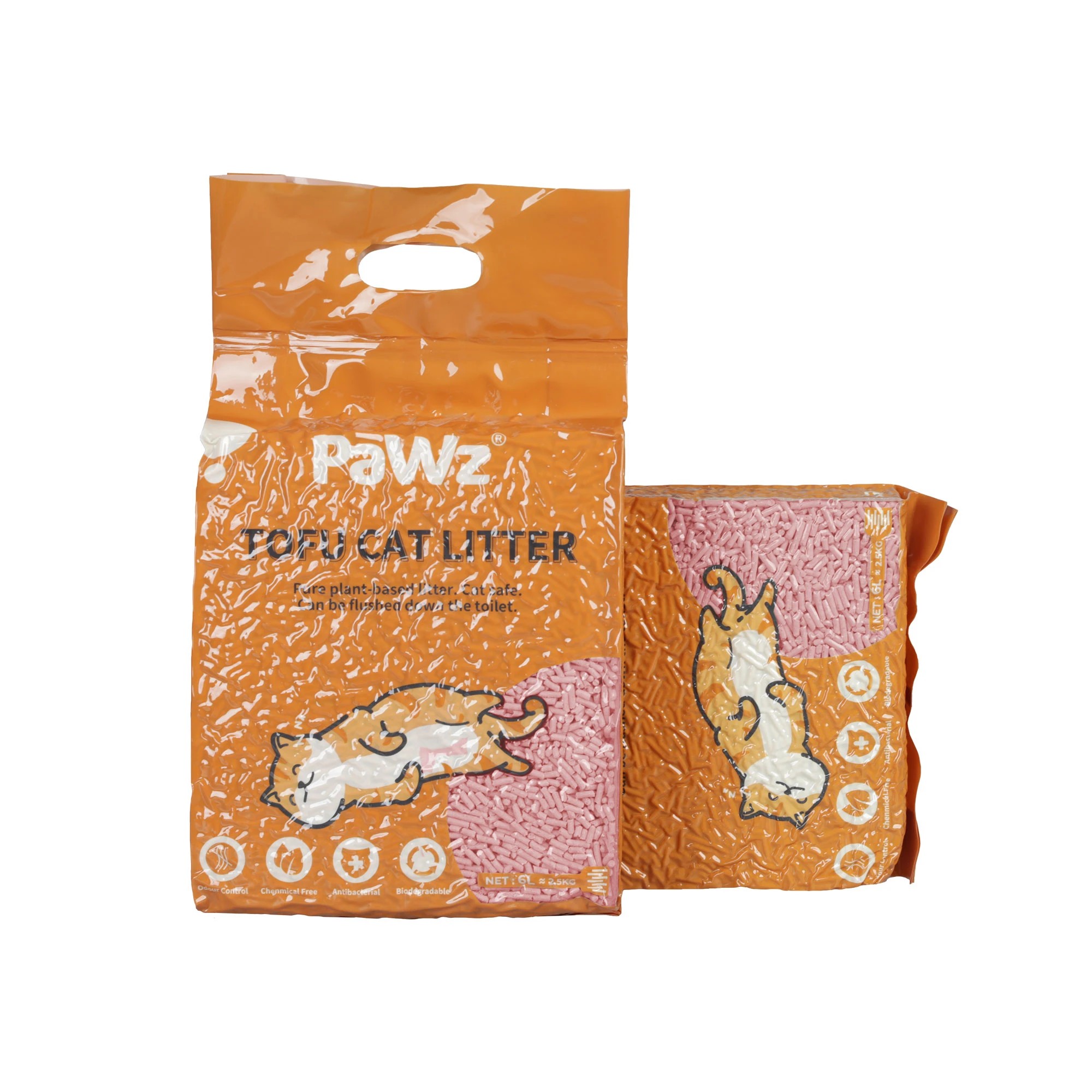 1 Pawz 4Pcs 2.5Kg/6L Tofu Cat Litter Watermelon, 1 of 9