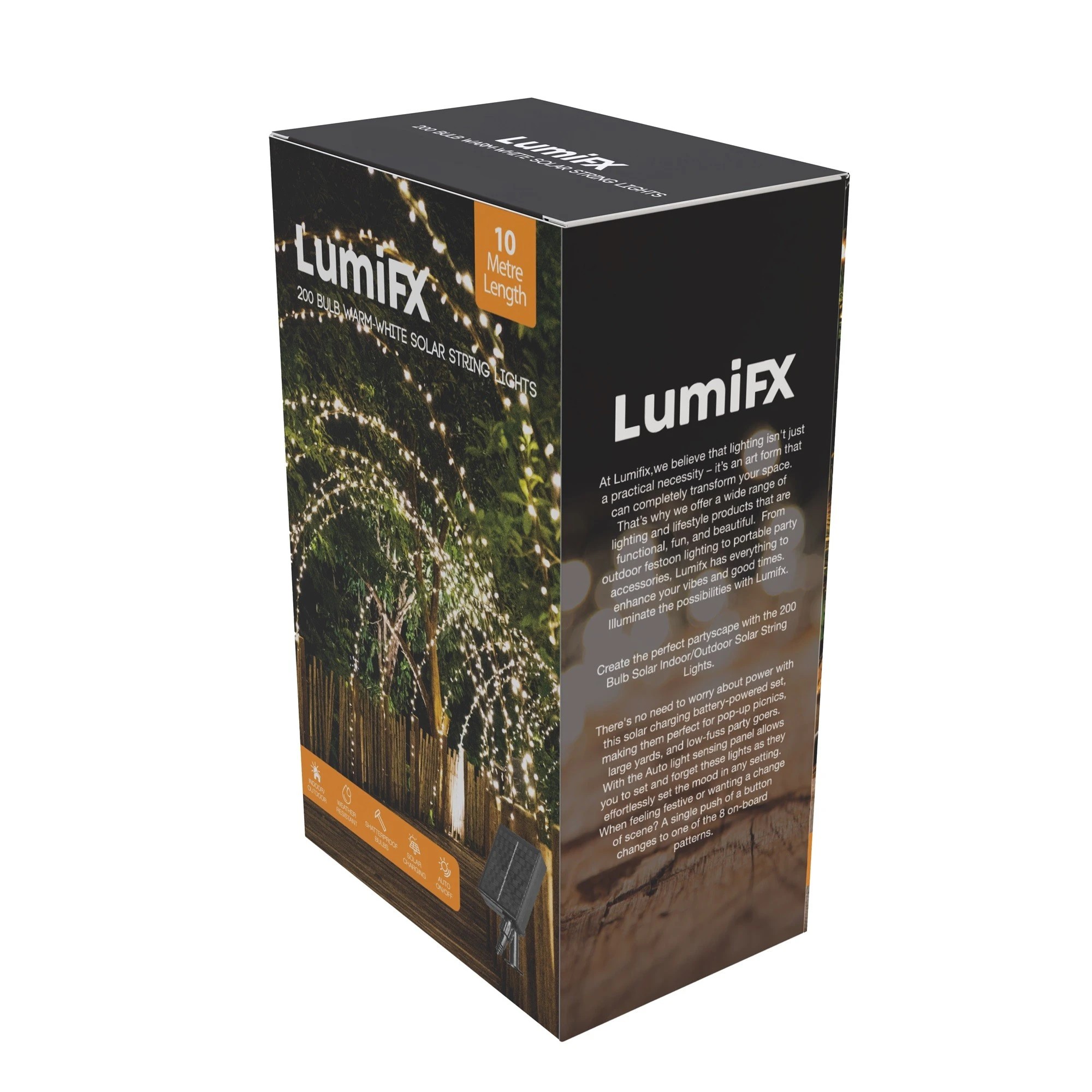 1 LumiFx 200 LED Powered String Lights 8 Lighting Effects 10 Metres Warm - Clear, 1 of 6