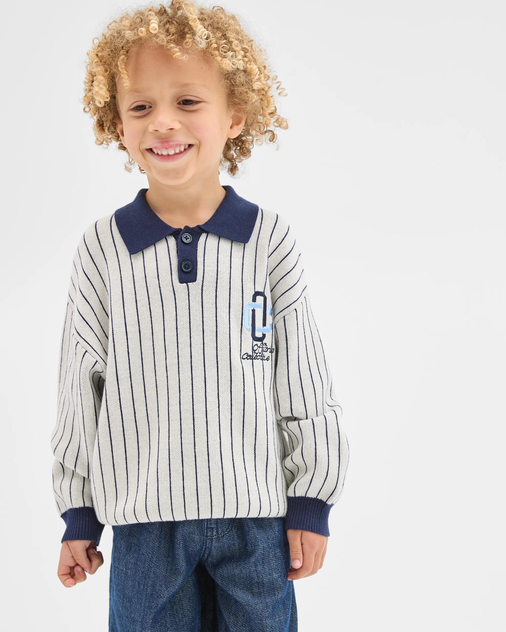 1 Target Kids Australian Cotton Lightweight Long Sleeve Knit Polo Top WHITE, 1 of 7