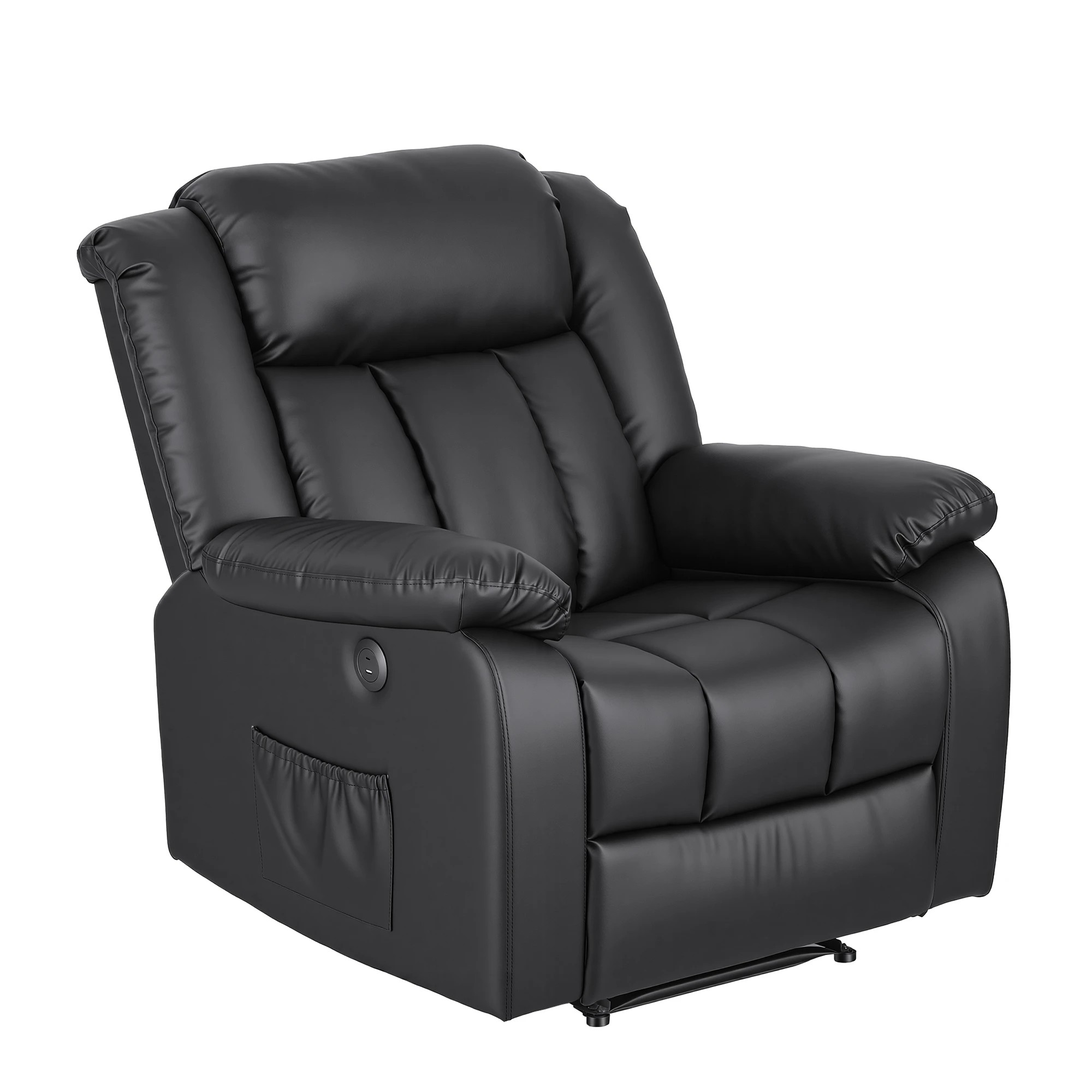 1 Artiss Manual Massage Recliner Chair for Living Room Leather Sofa Lounge - Black, 1 of 3